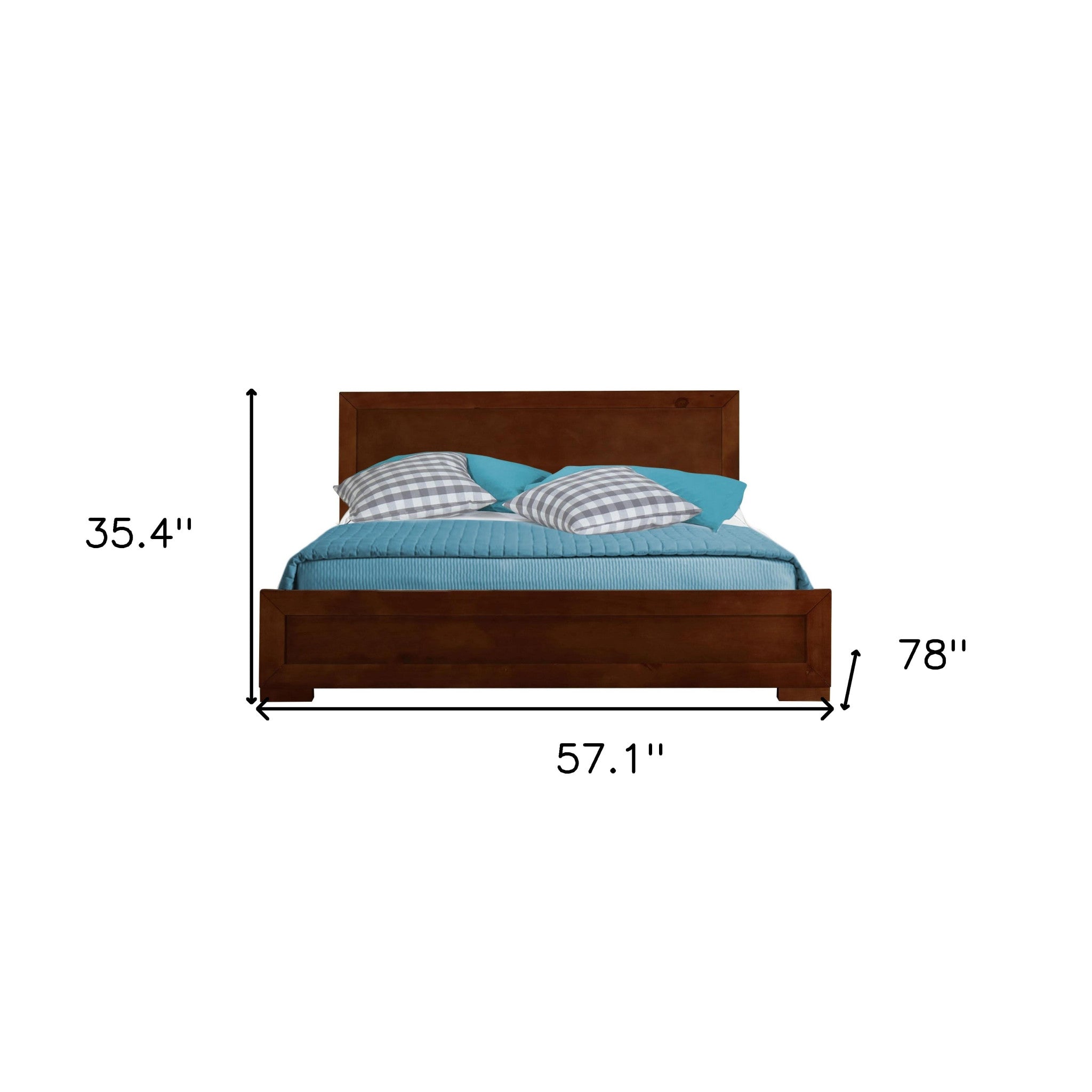 Brown Solid and Manufactured Wood Full Bed Frame