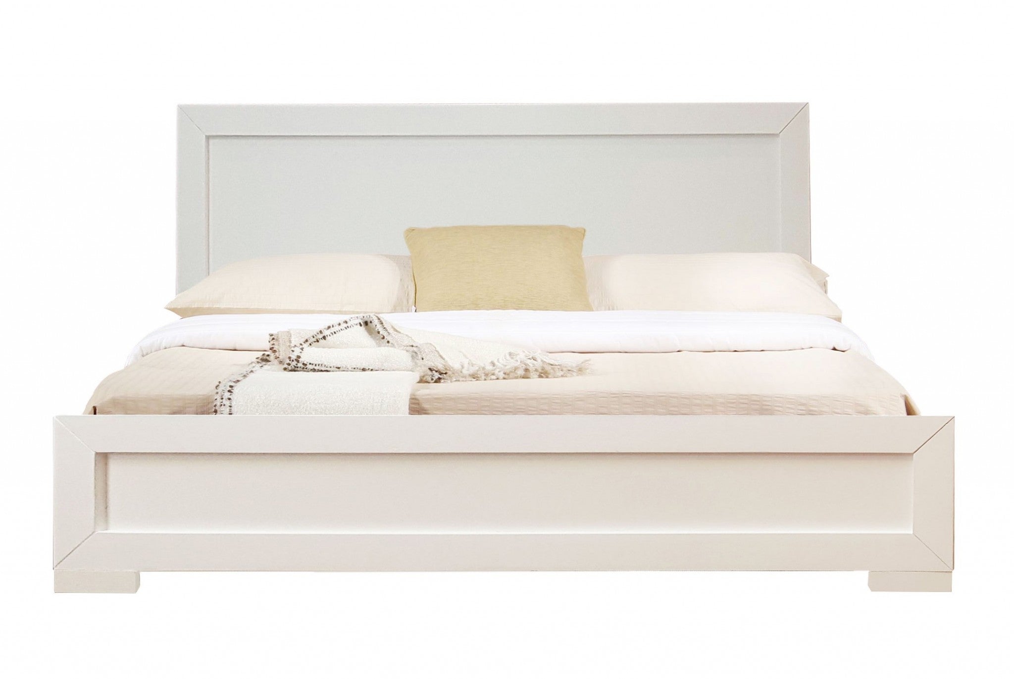 White Solid and Manufactured Wood Full Bed Frame