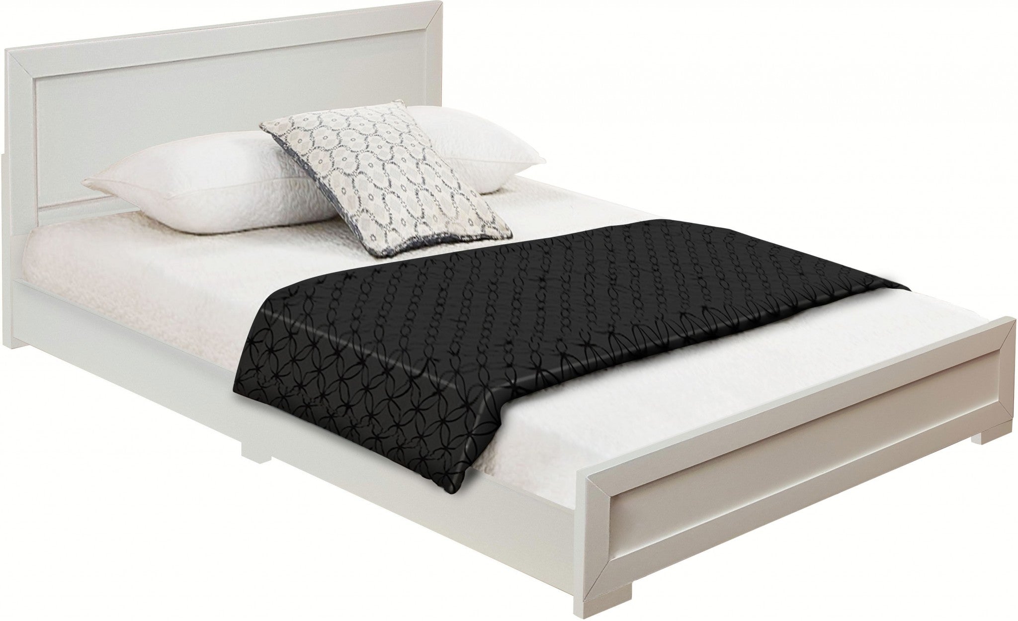 White Solid and Manufactured Wood Full Bed Frame