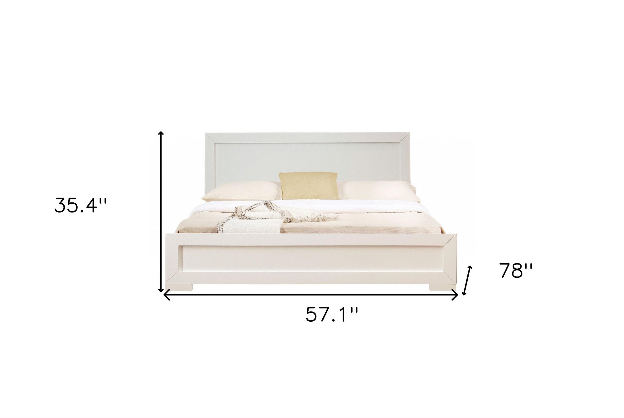 White Solid and Manufactured Wood Full Bed Frame