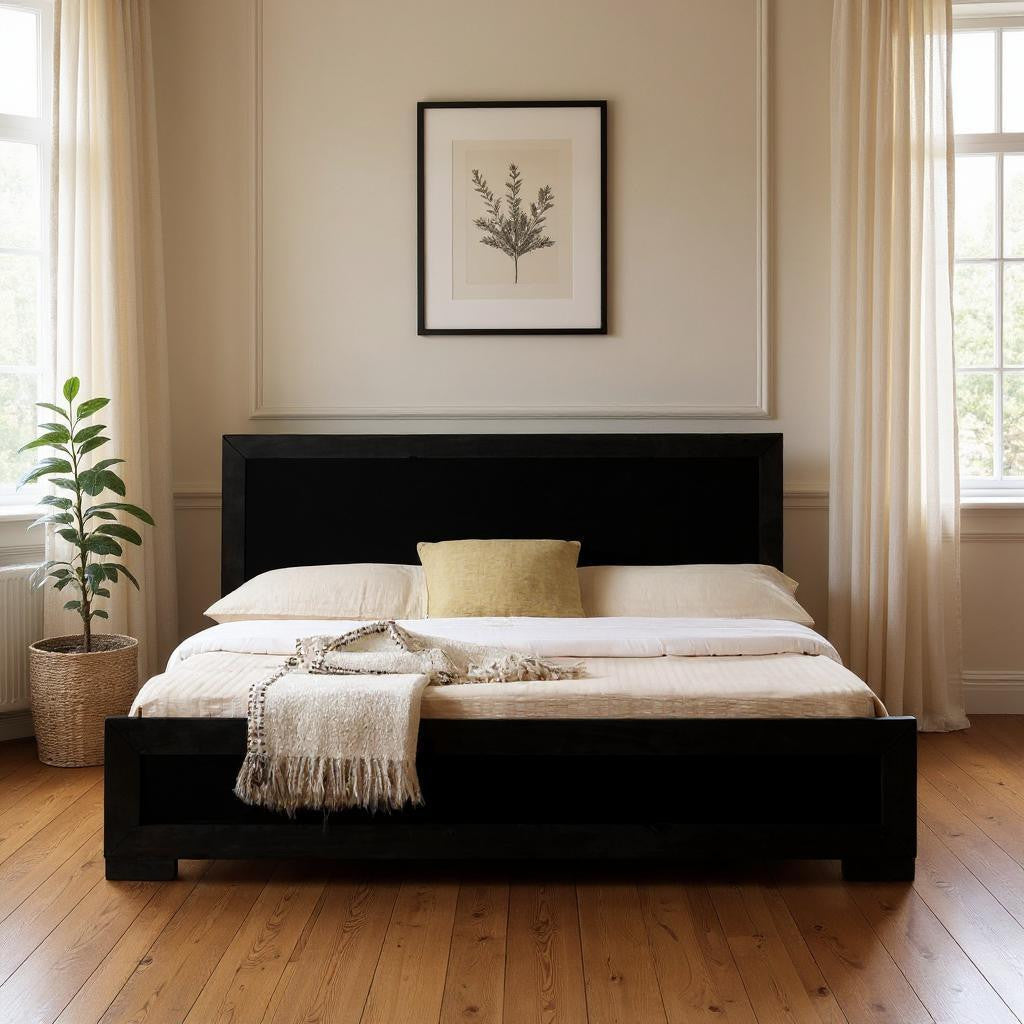 Black Wood Full Bed Frame