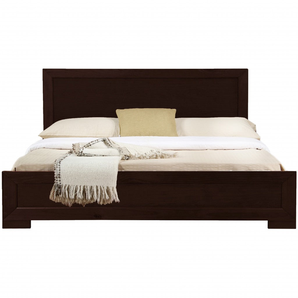 Espresso Solid and Manufactured Wood Queen Bed Frame