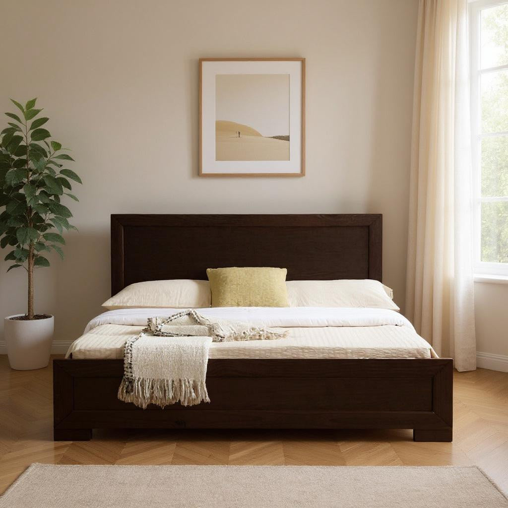 Espresso Solid and Manufactured Wood Queen Bed Frame
