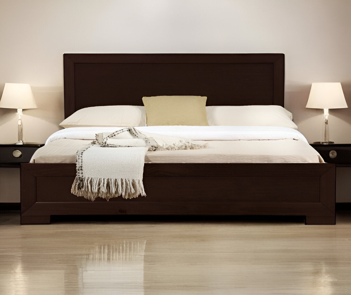 Espresso Solid and Manufactured Wood King Bed Frame