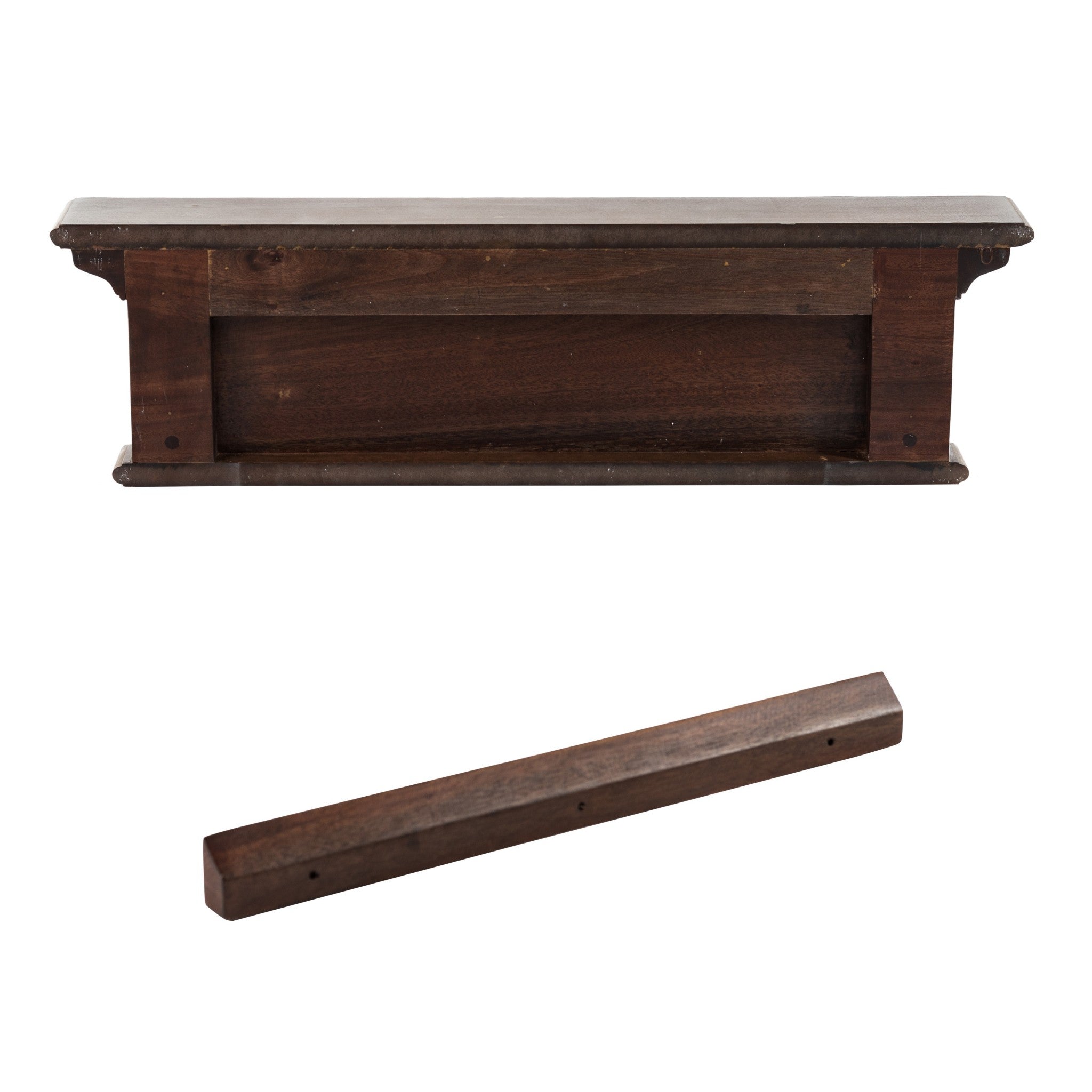 28" Brown Solid Wood Four Hook Wall Mount Coat Rack