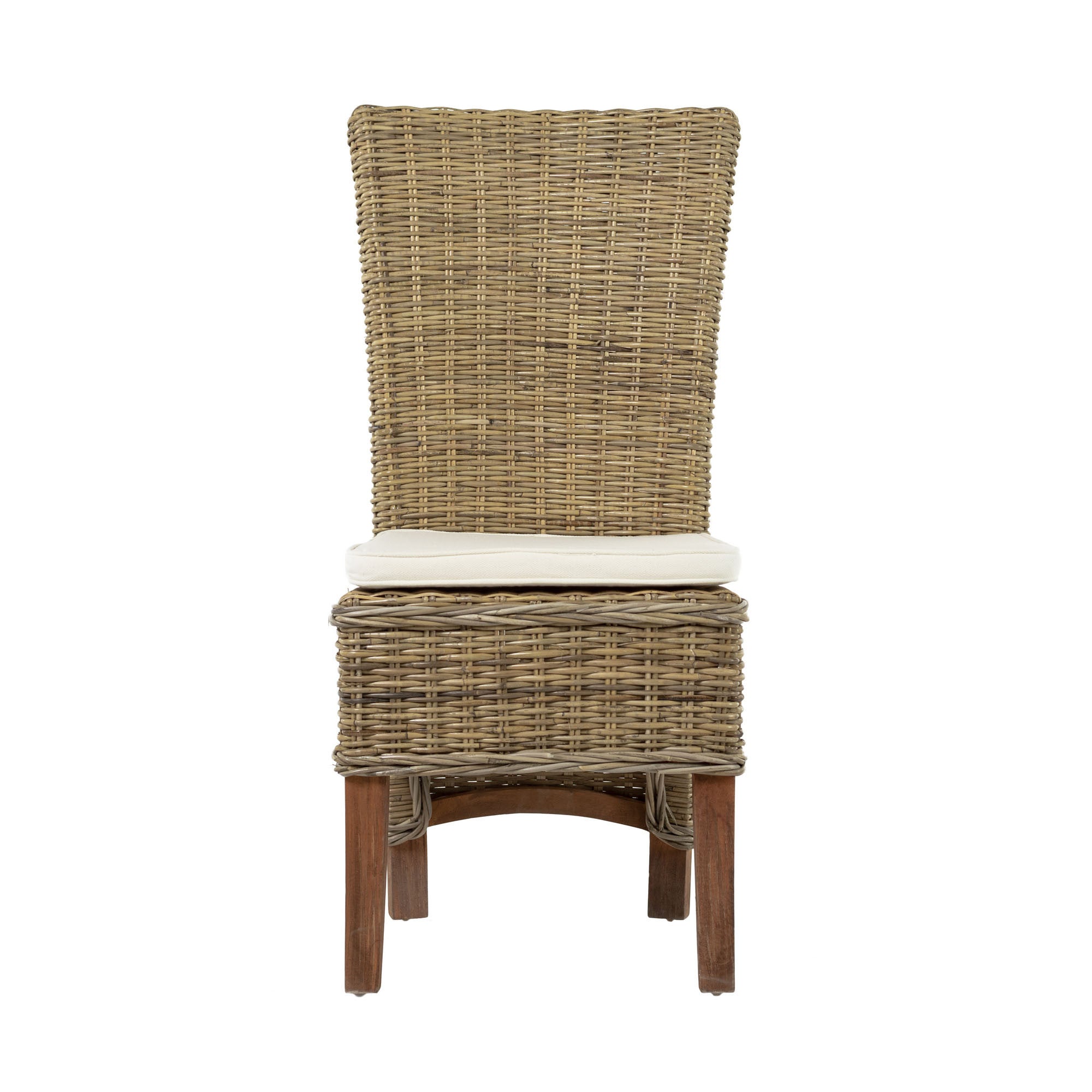 Set of Two Cream and Natural Dining Parsons Chairs