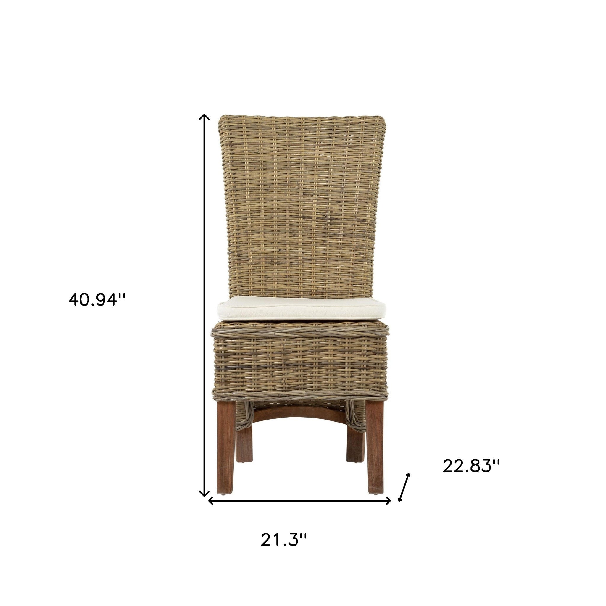 Set of Two Cream and Natural Dining Parsons Chairs