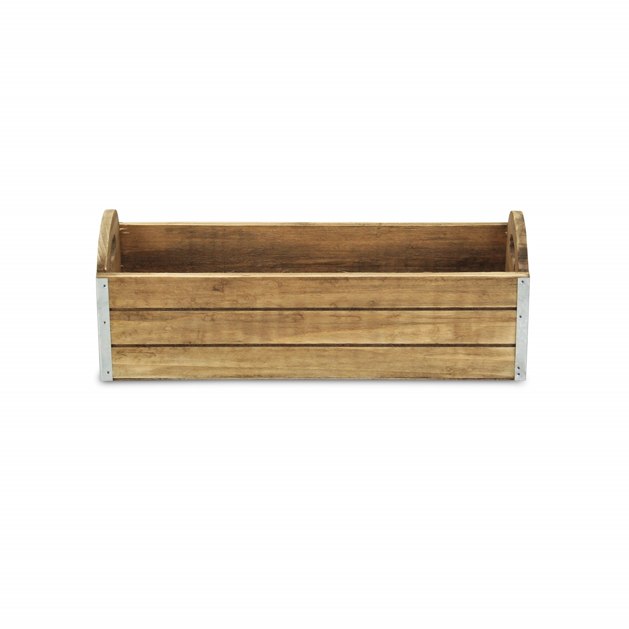14" Brown Solid Wood Organizer Box