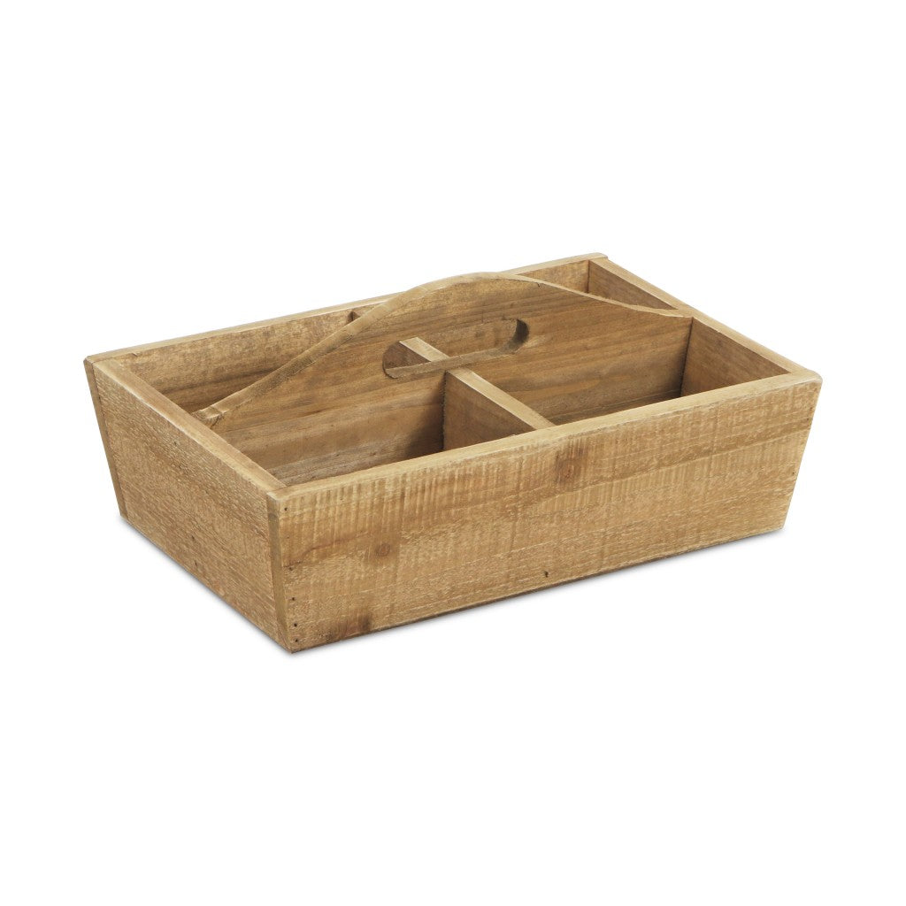 14" Brown Solid Wood Desk Organizer