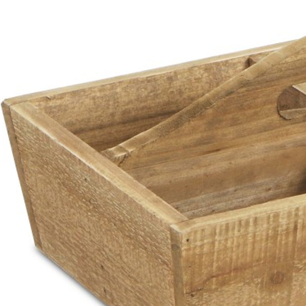 14" Brown Solid Wood Desk Organizer