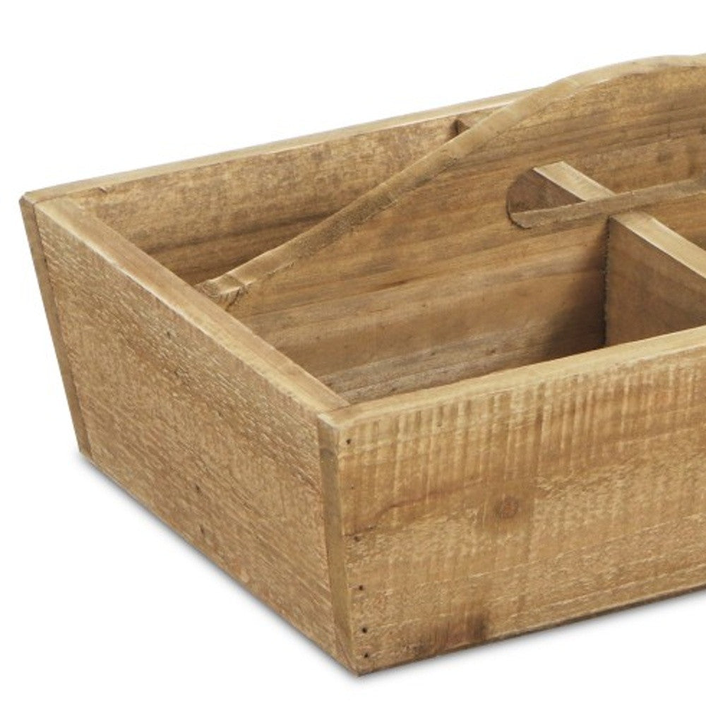 14" Brown Solid Wood Desk Organizer