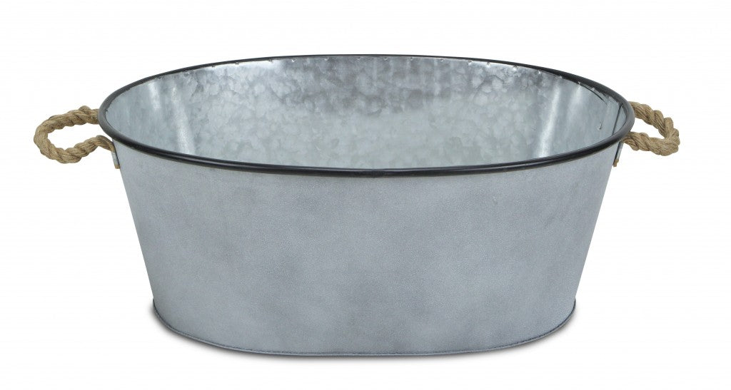 24" Gray And Black Steel Basket