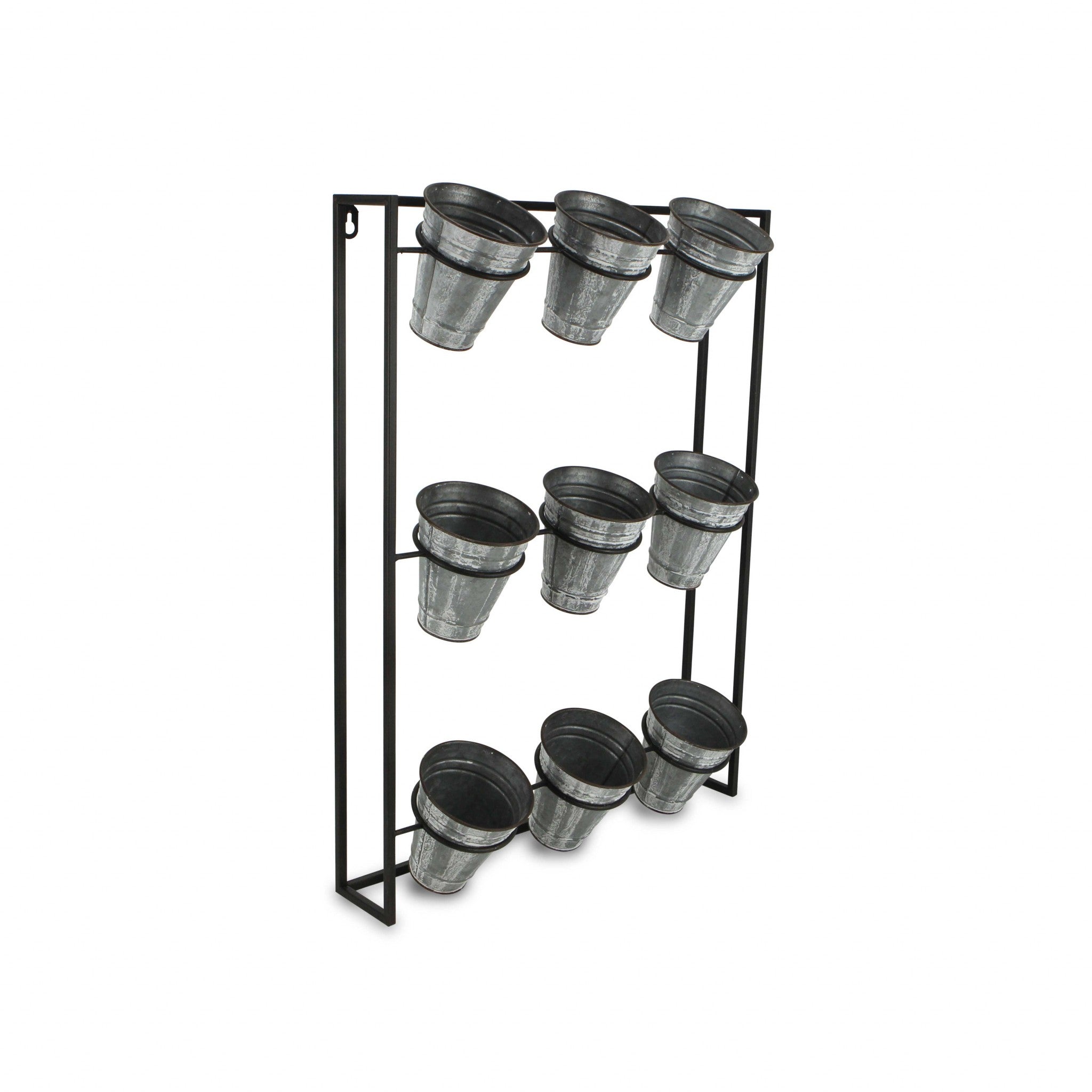 24" X 18" Black And Silver Metal Rectangular Wall Planter