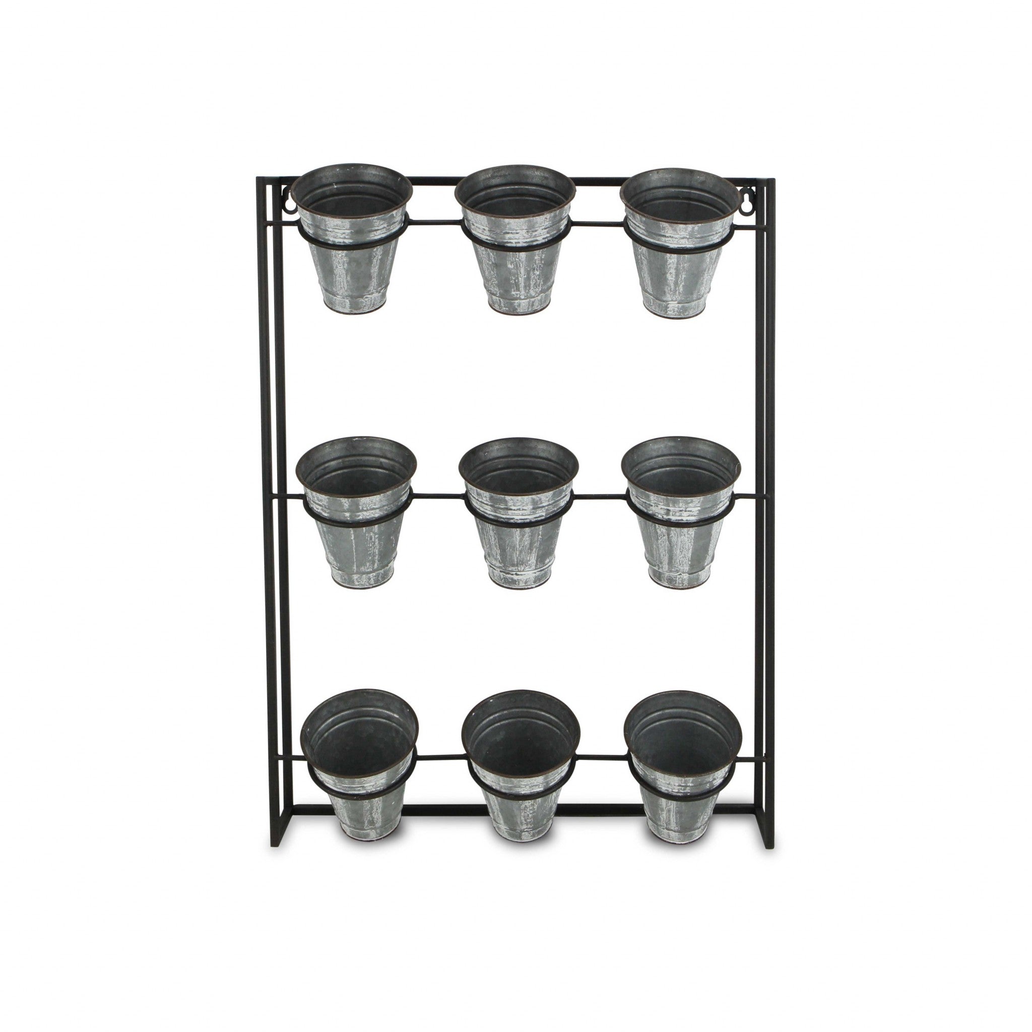 24" X 18" Black And Silver Metal Rectangular Wall Planter