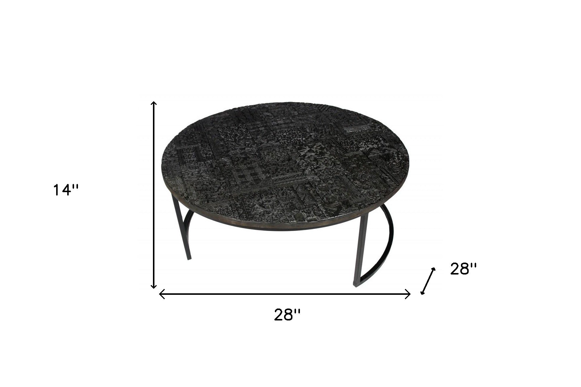 Set of Two Black Iron Round Frame Nested Coffee Tables