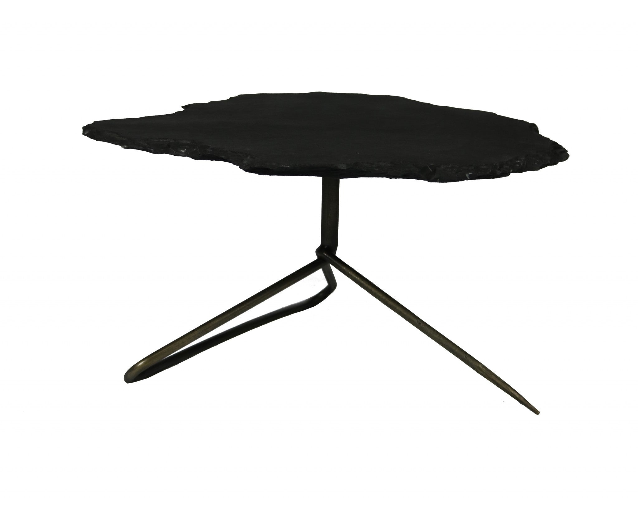 Set of Two Brown Stone and Iron Free Form Bunching Coffee Tables