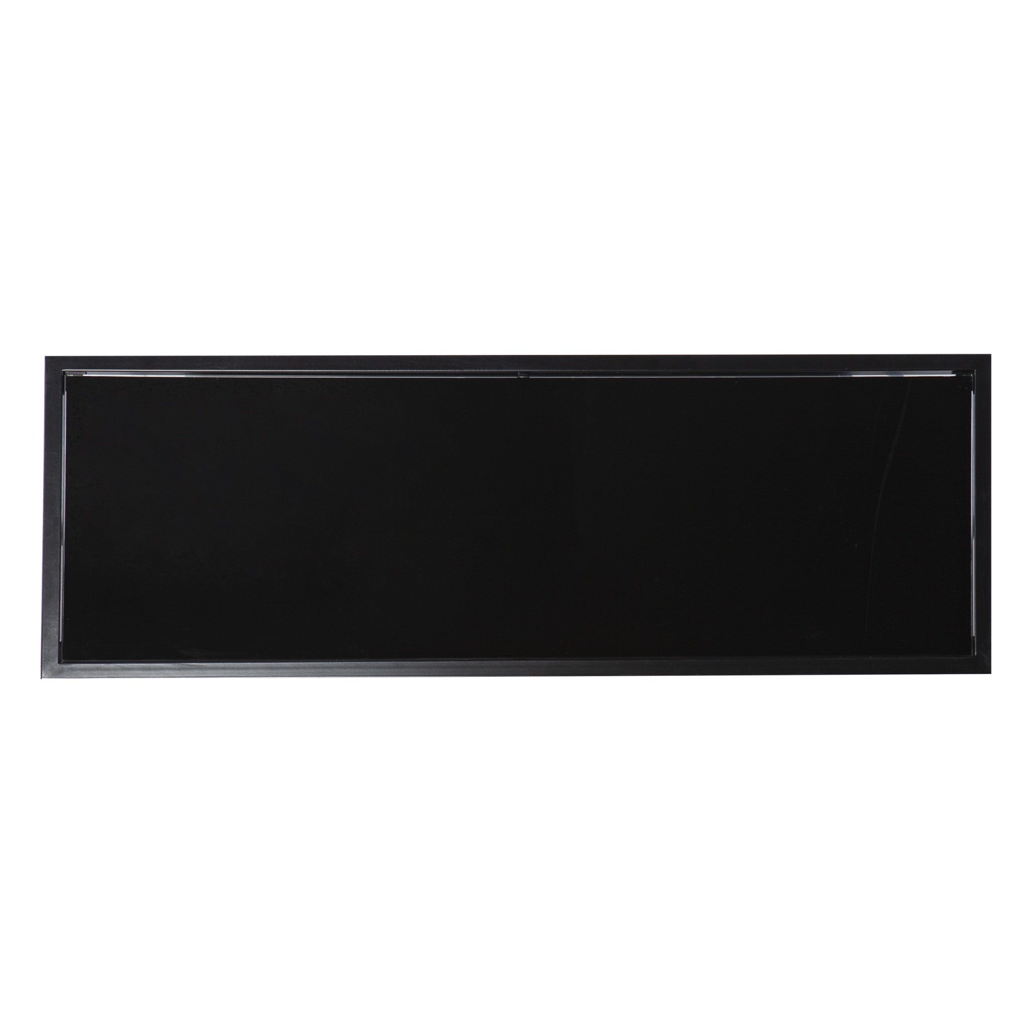 42" Black Glass and Metal A Frame Console Table With Shelf
