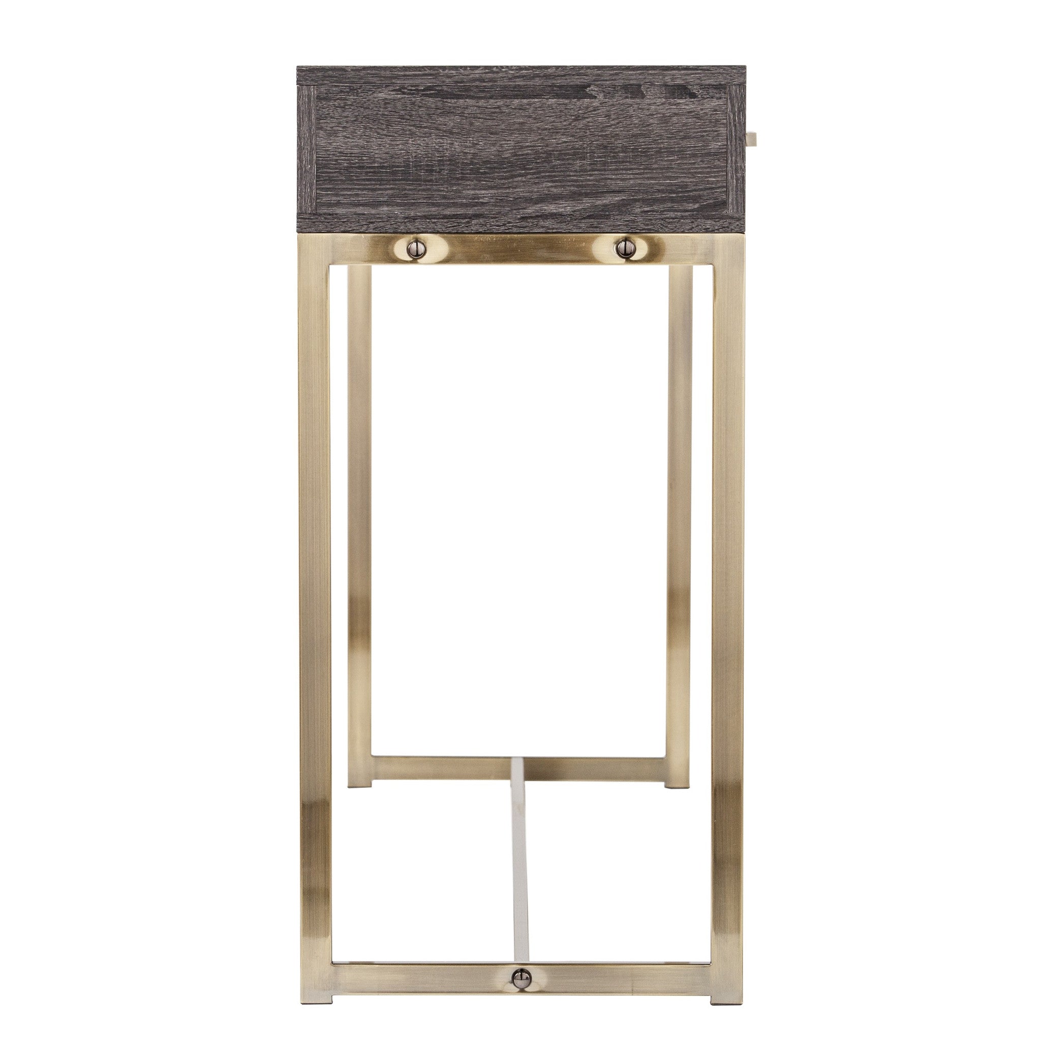 48" Gray and Gold Wood and Metal Frame Console Table With Drawer