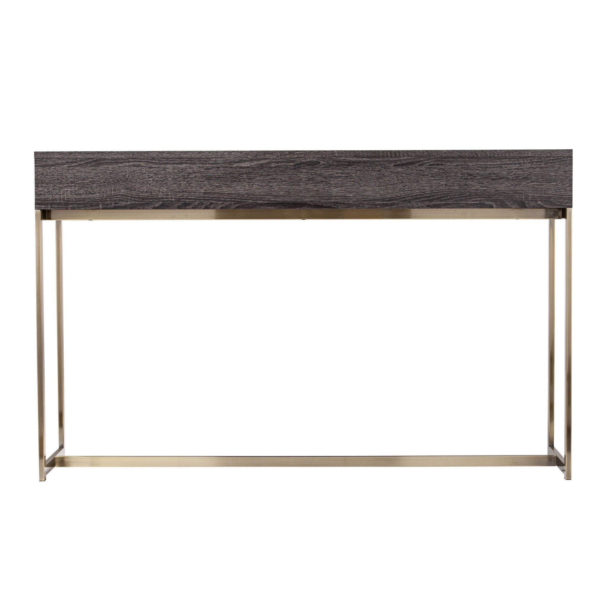 48" Gray and Gold Wood and Metal Frame Console Table With Drawer