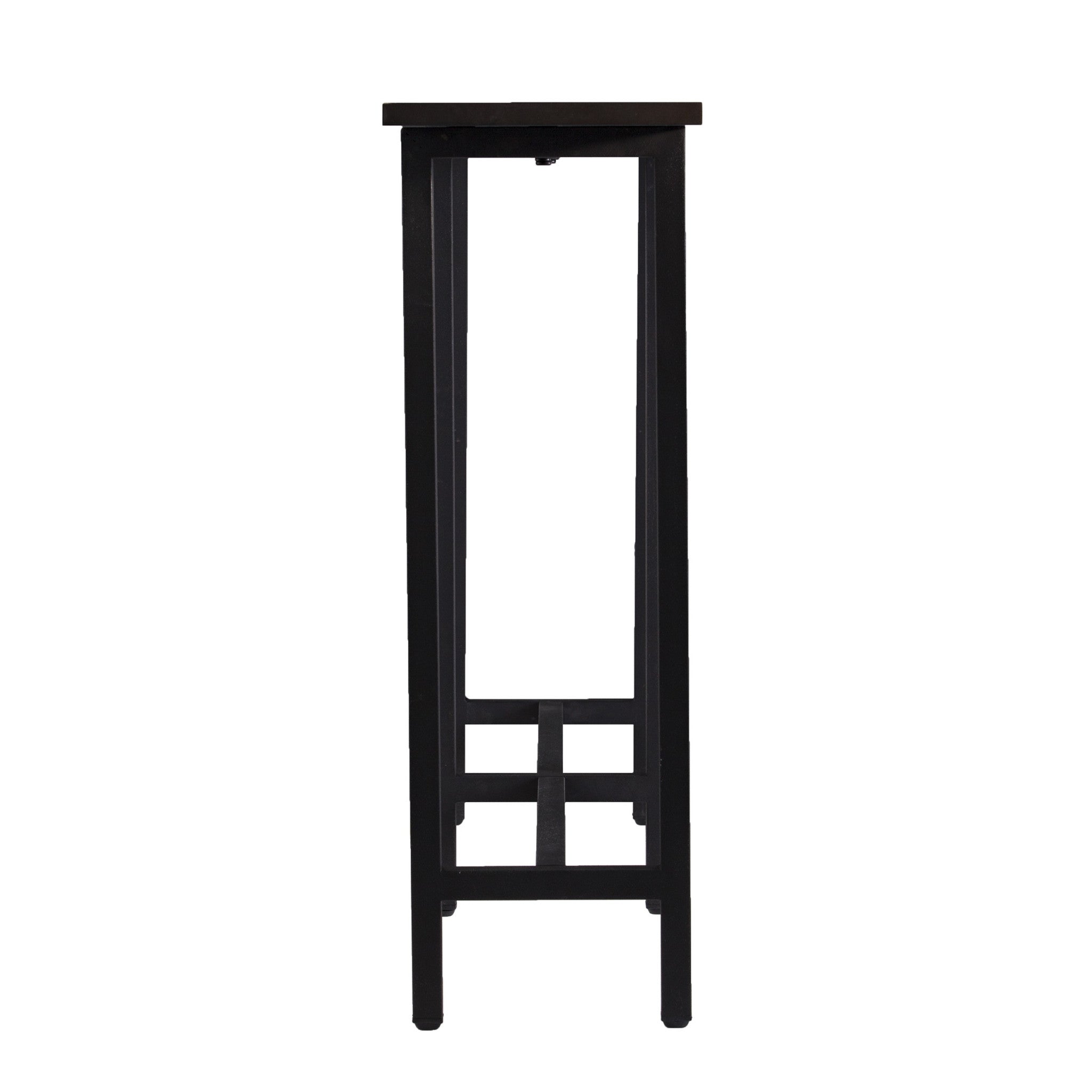 54" Espresso and Black Wood and Iron Console Table