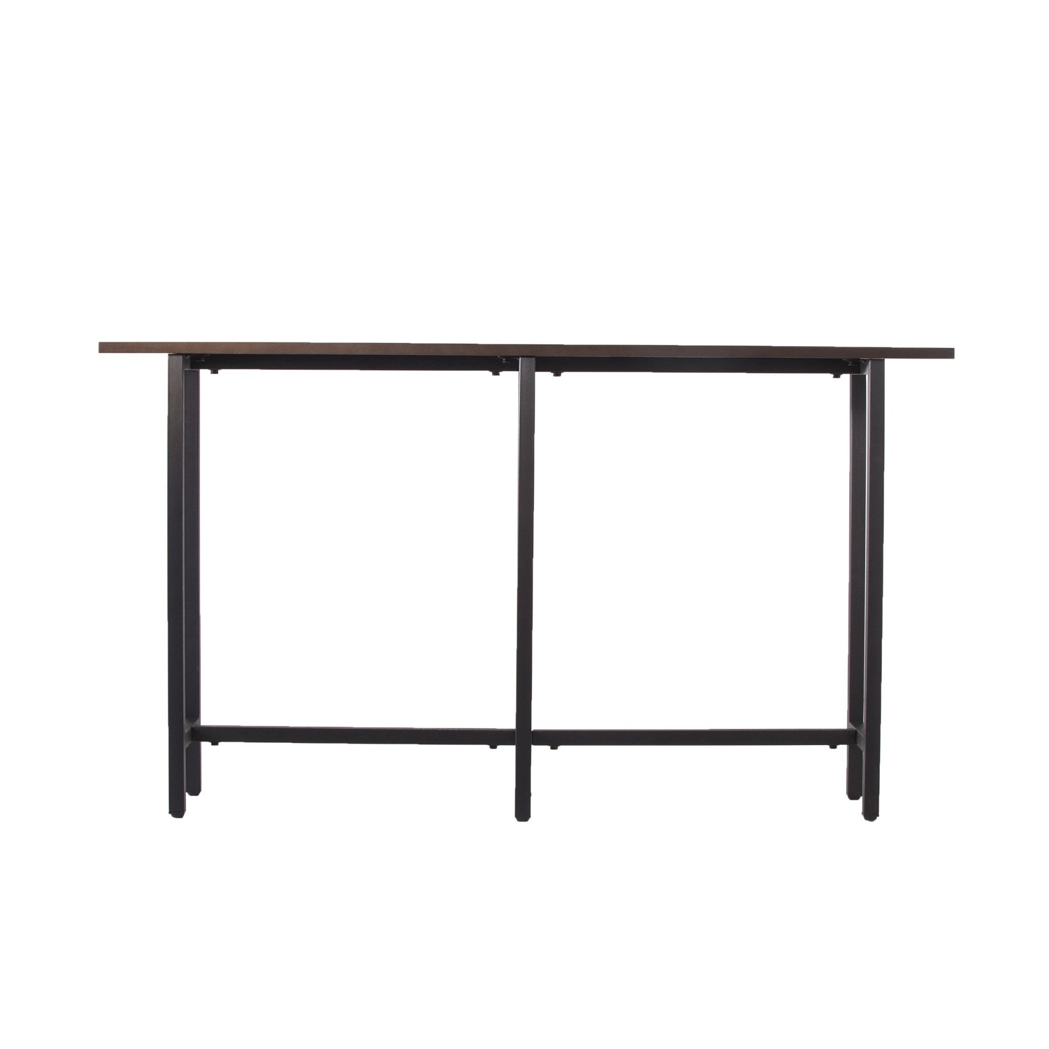 54" Espresso and Black Wood and Iron Console Table