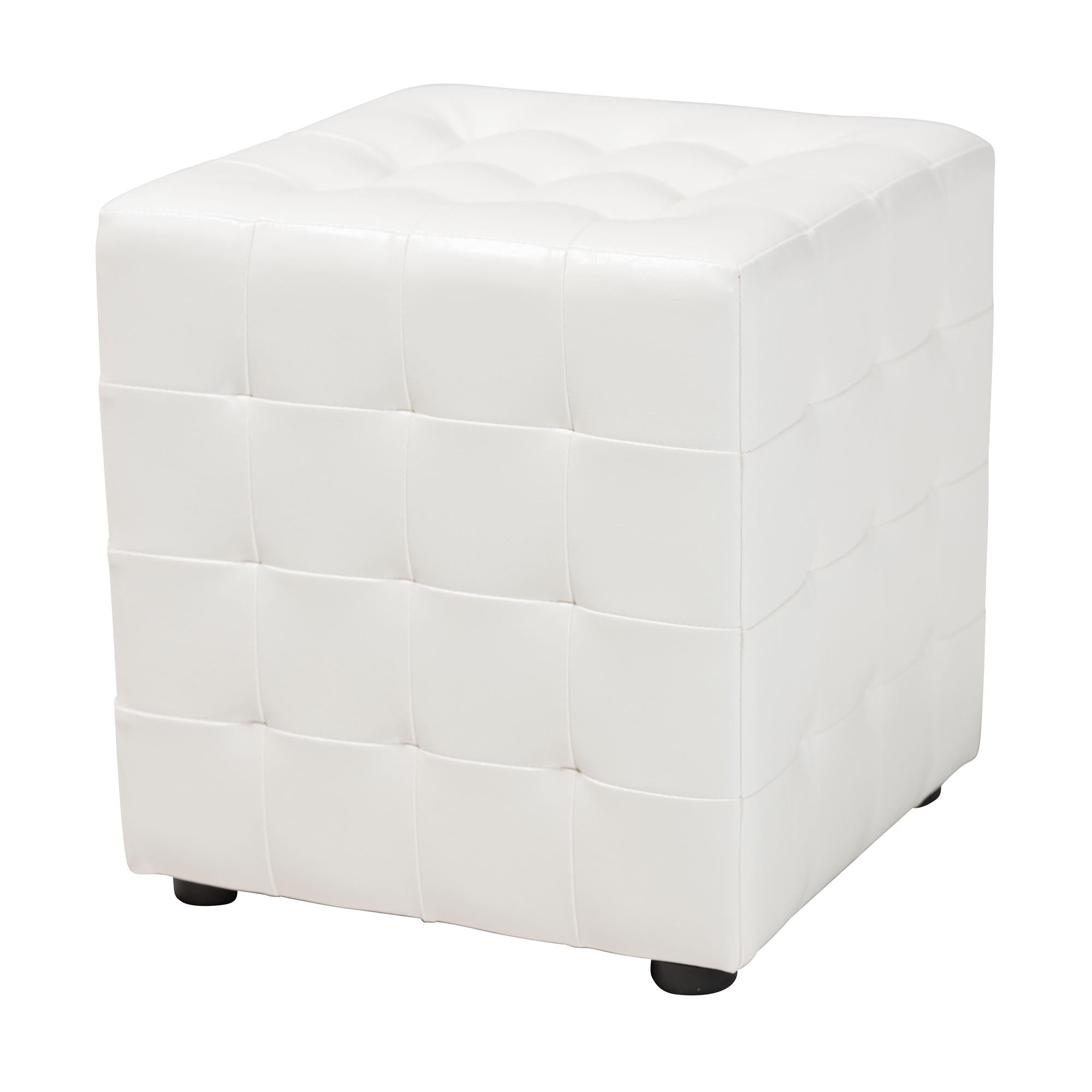 Baxton Studio Siskal White Modern Cube Ottoman (Set of 2)