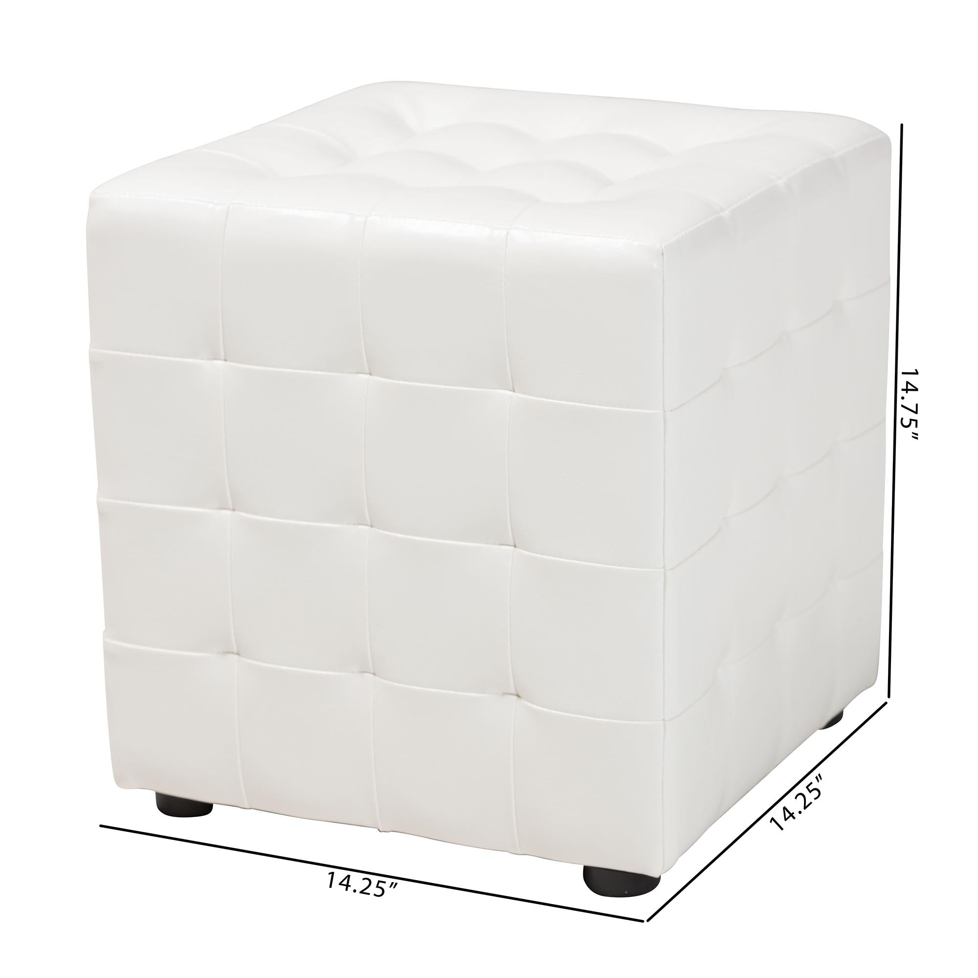 Baxton Studio Siskal White Modern Cube Ottoman (Set of 2)