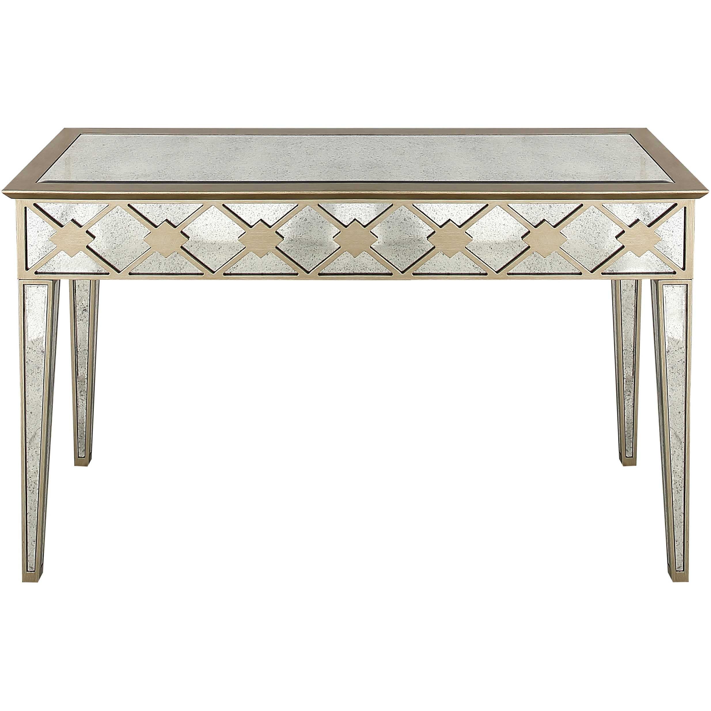 51" Gold and Silver Mirrored Glass Console Table