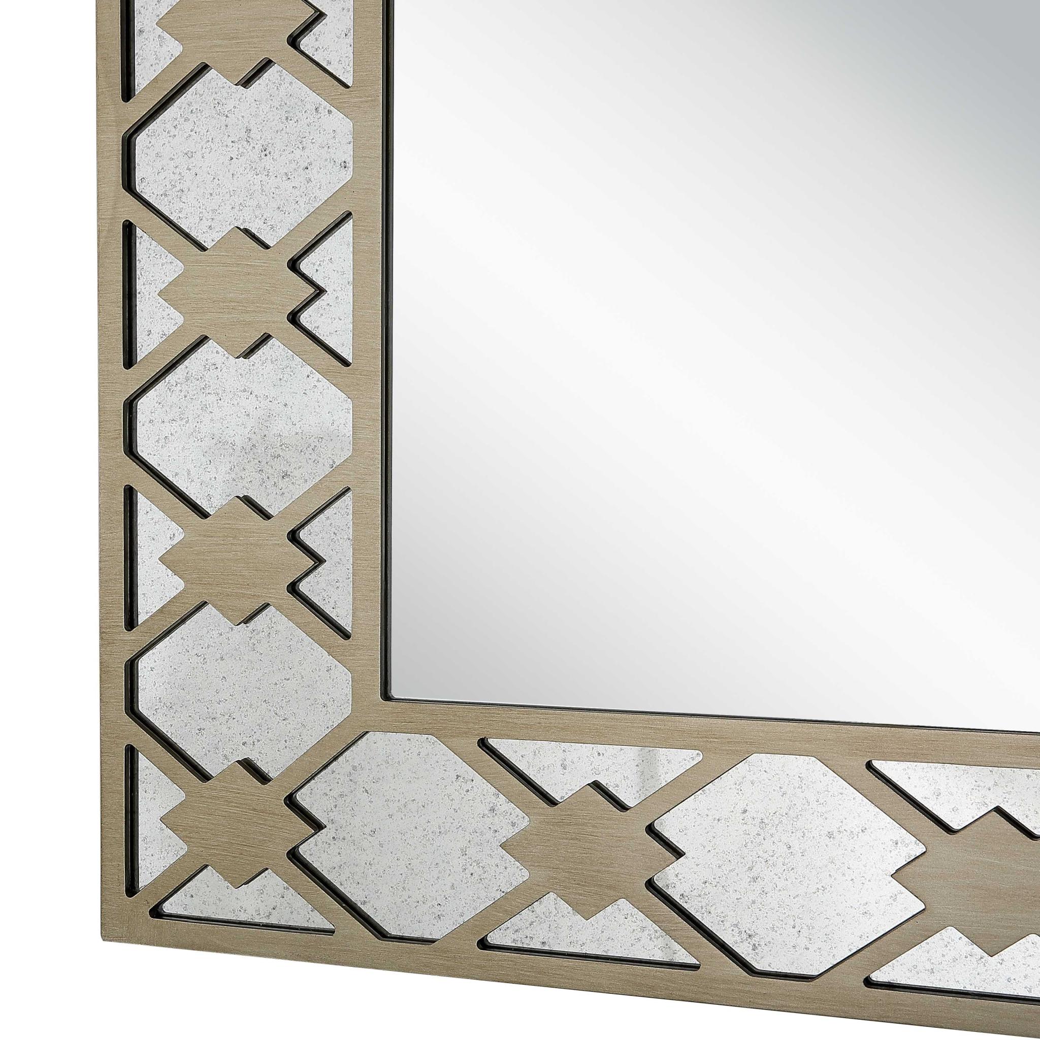 51" Gold and Silver Mirrored Glass Console Table