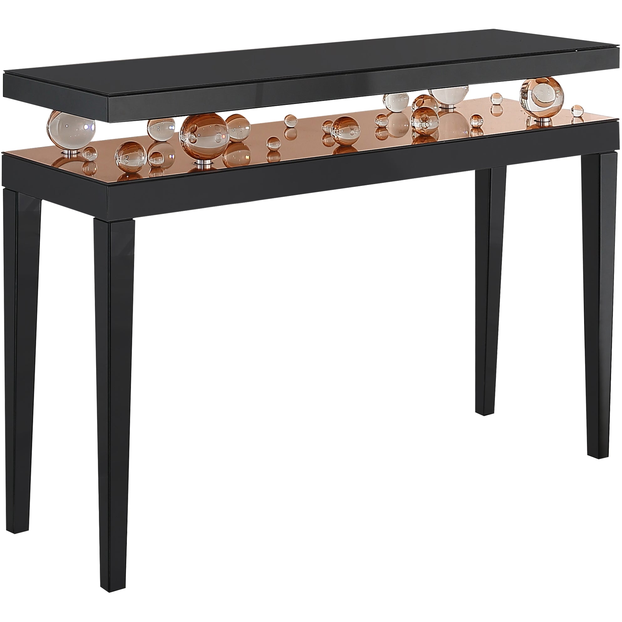 51" Black Mirrored Console Table
