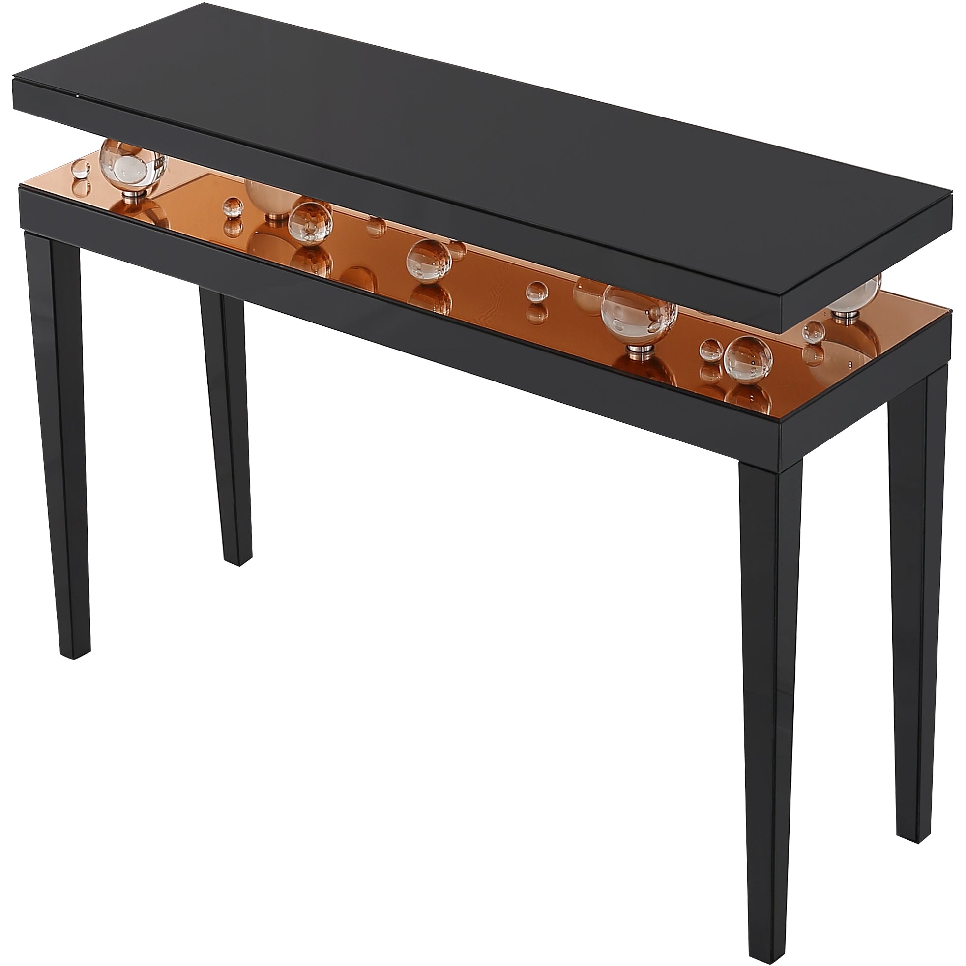 51" Black Mirrored Console Table