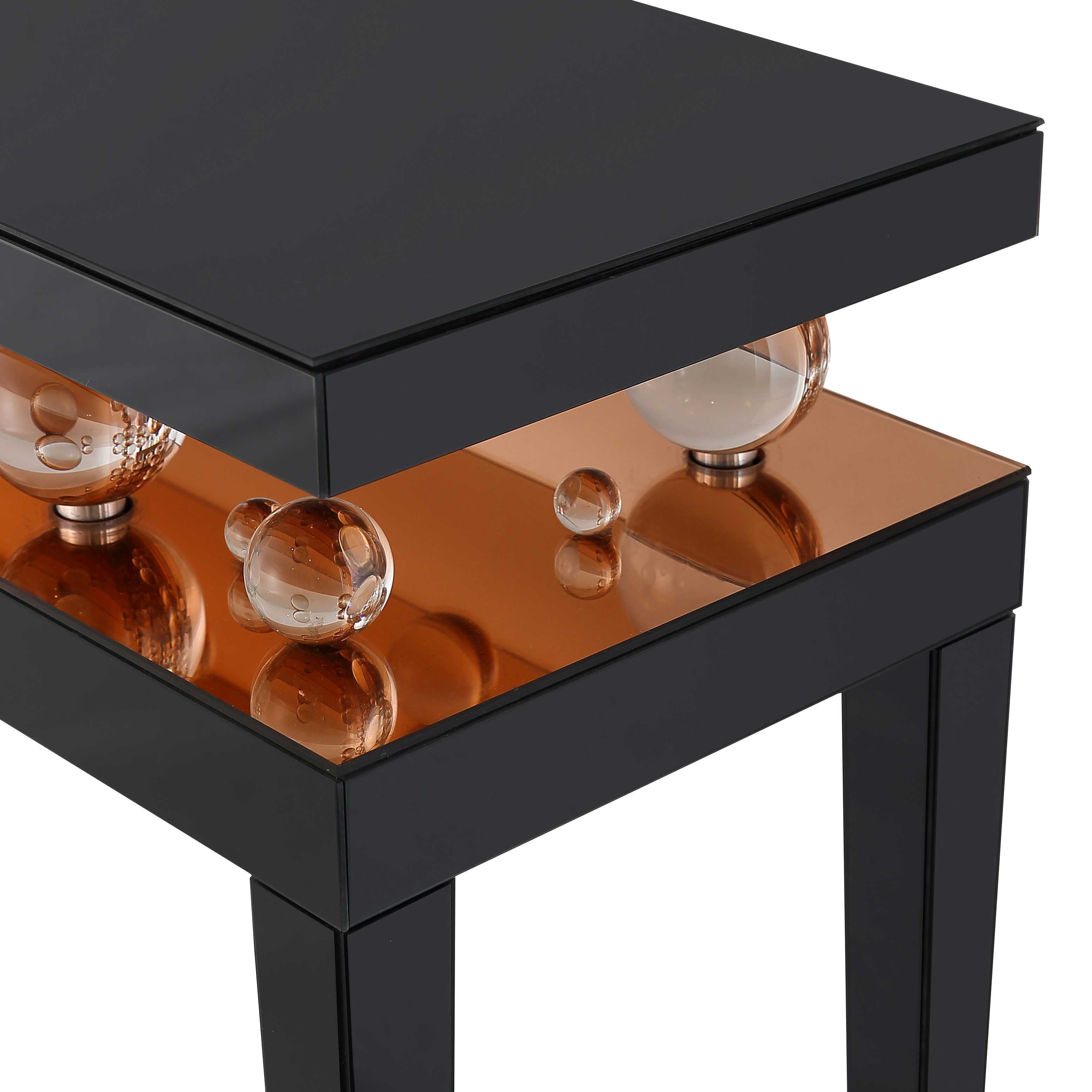 51" Black Mirrored Console Table