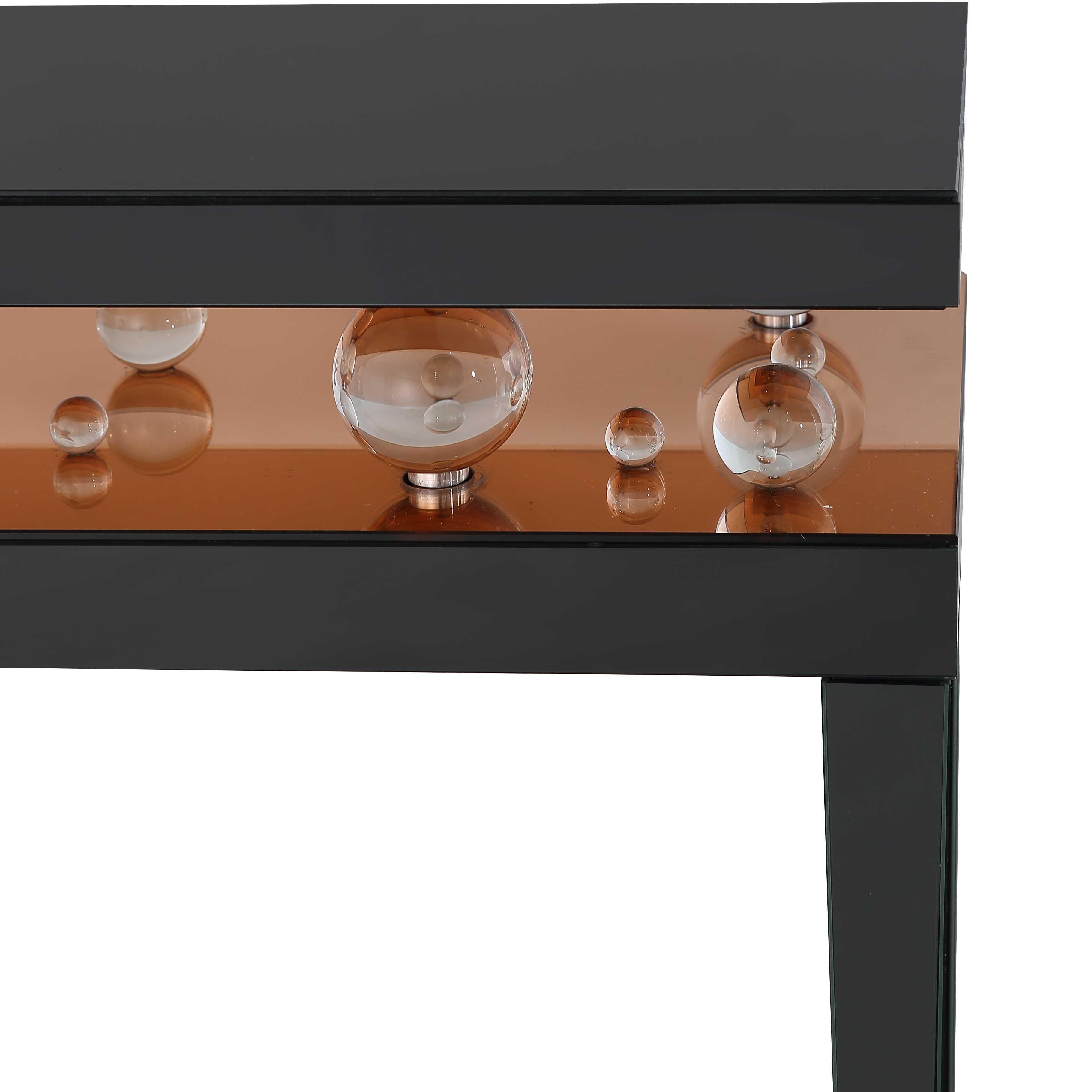 51" Black Mirrored Console Table
