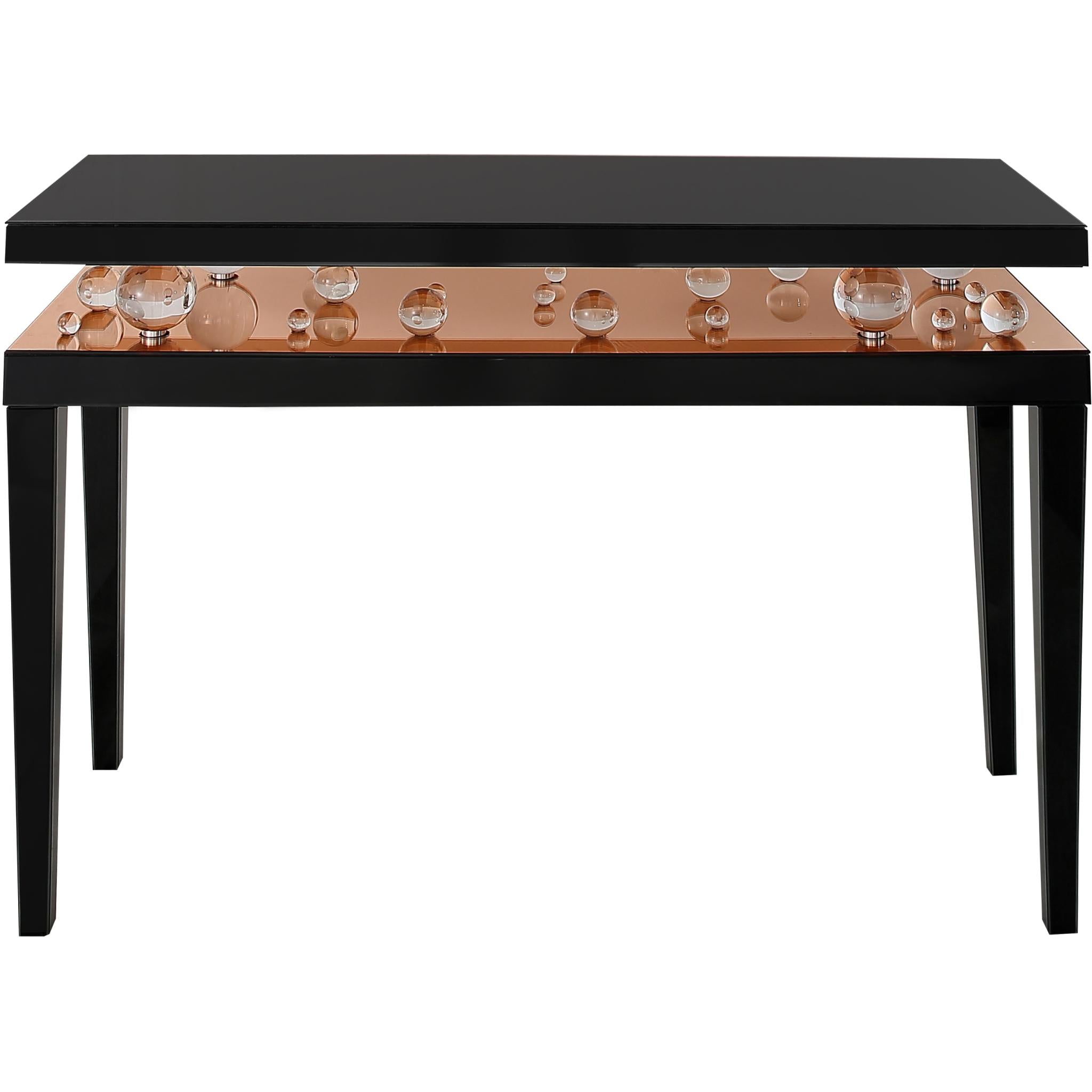 51" Black Mirrored Console Table