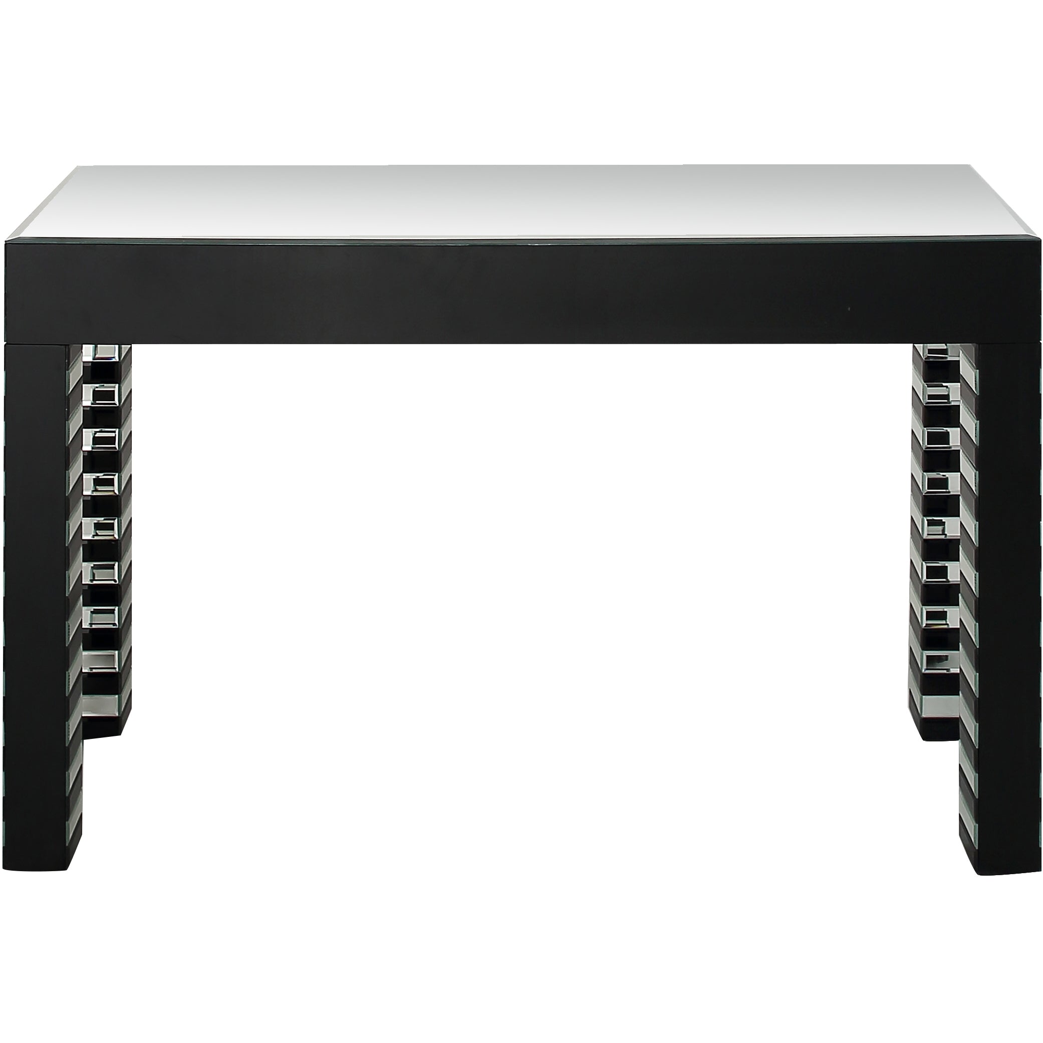 48" Silver and Black Mirrored Glass Console Table
