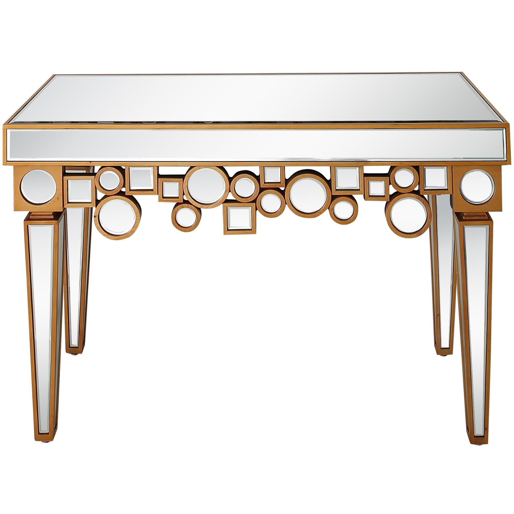 47" Silver and Gold and Silver Mirrored Glass Console Table