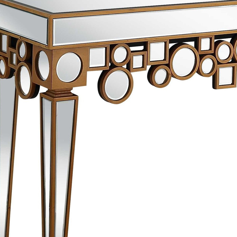 47" Silver and Gold and Silver Mirrored Glass Console Table