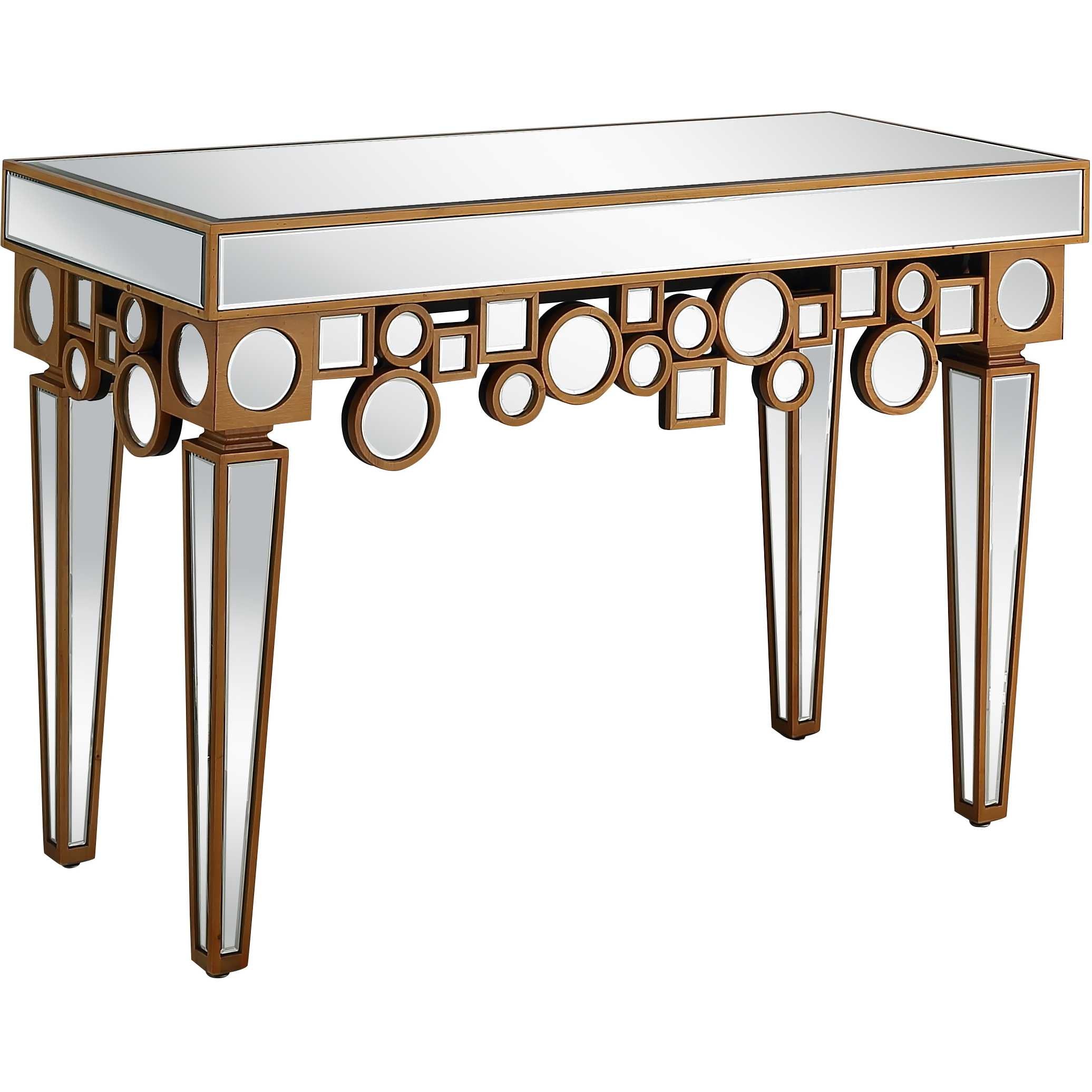 47" Silver and Gold and Silver Mirrored Glass Console Table