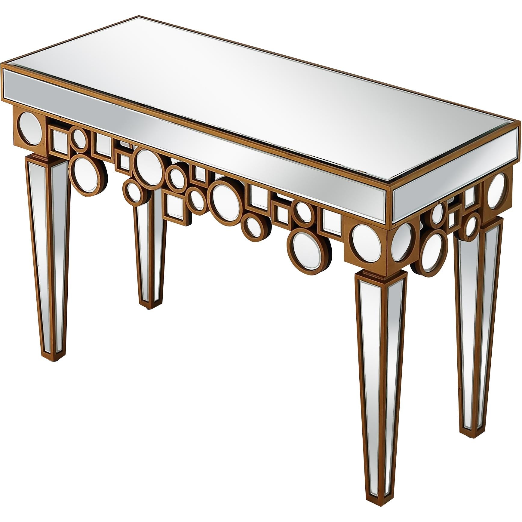 47" Silver and Gold and Silver Mirrored Glass Console Table