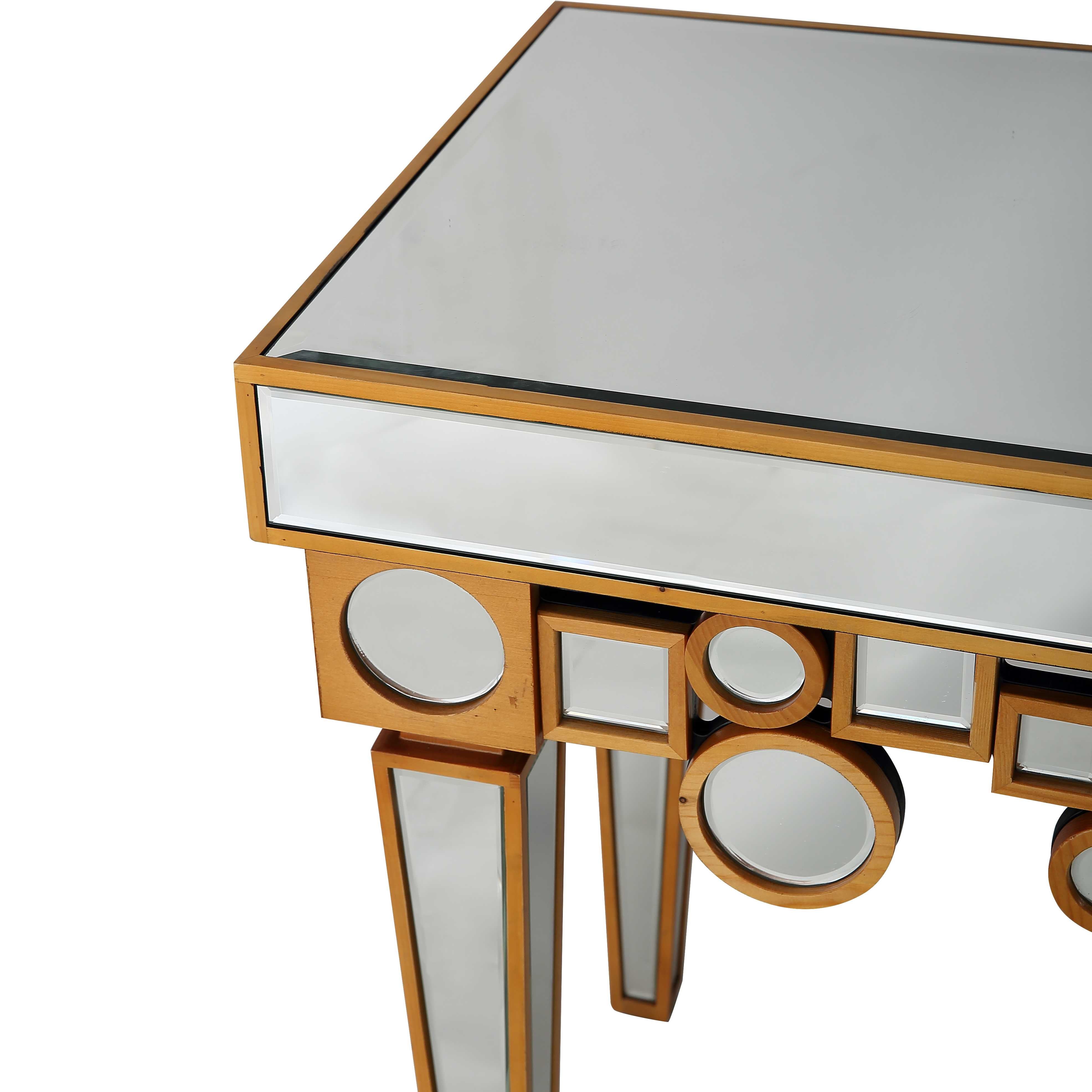 47" Silver and Gold and Silver Mirrored Glass Console Table