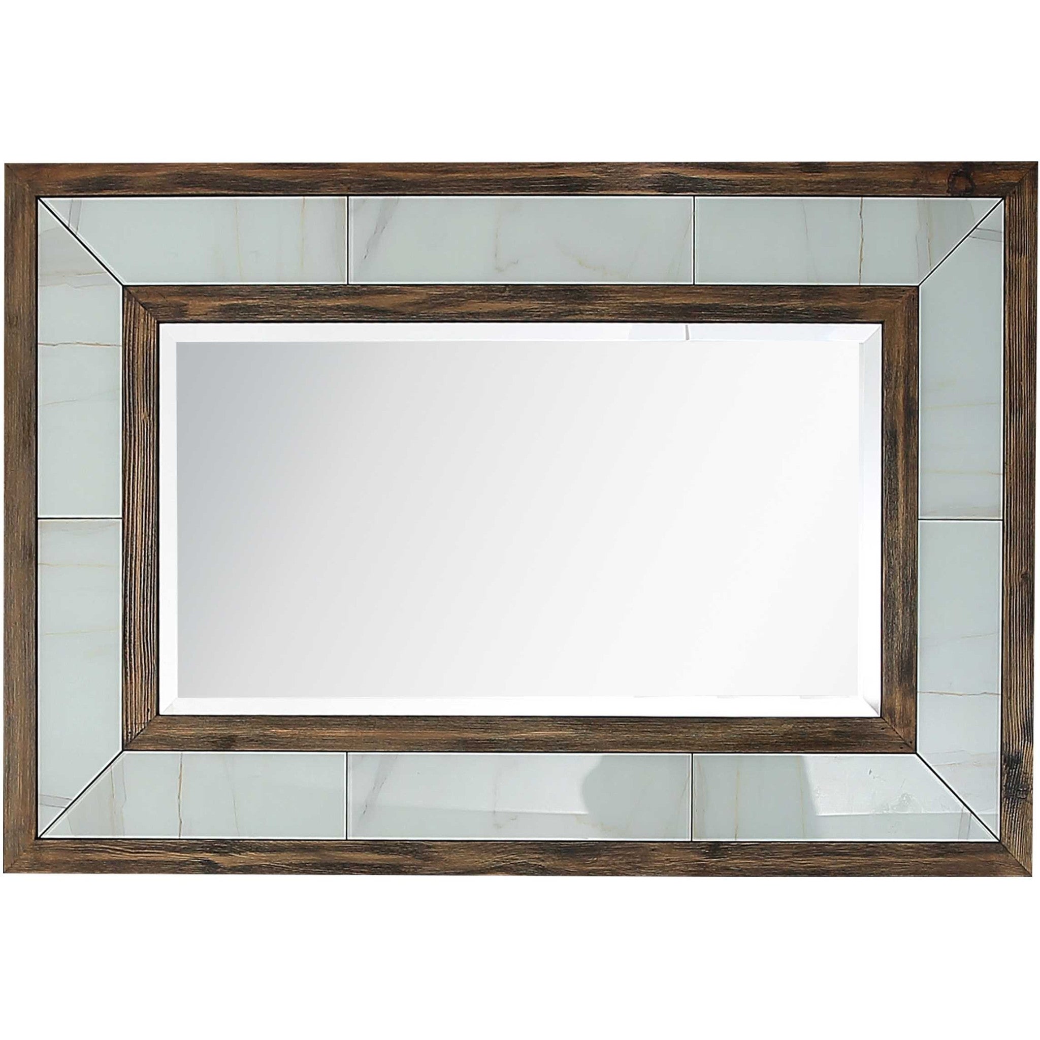 47" Brown White and Black Solid Wood And Faux Marble Sled Console Table