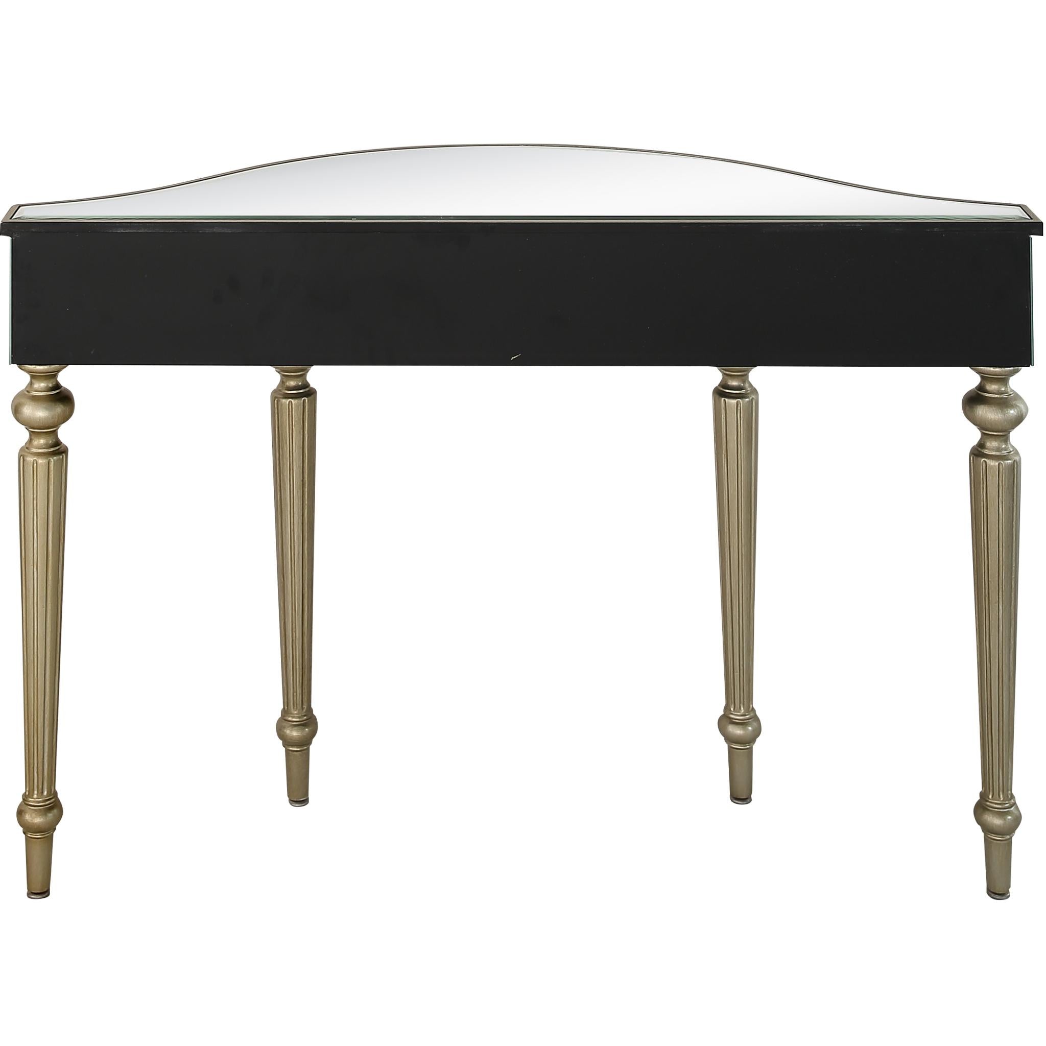 44" Silver and Gold Mirrored Glass Free Form Console Table