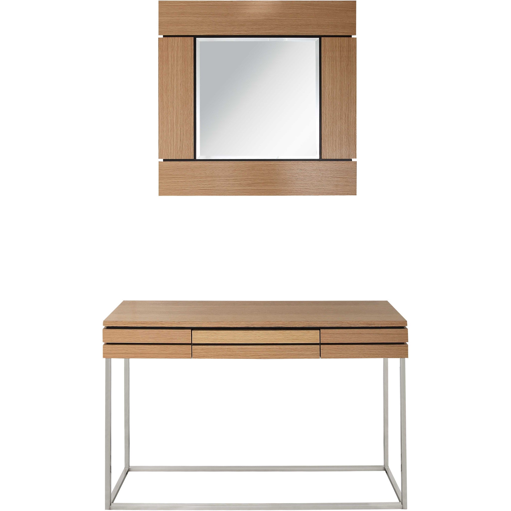 47" Brown and Silver Wood Frame Console Table With Drawer