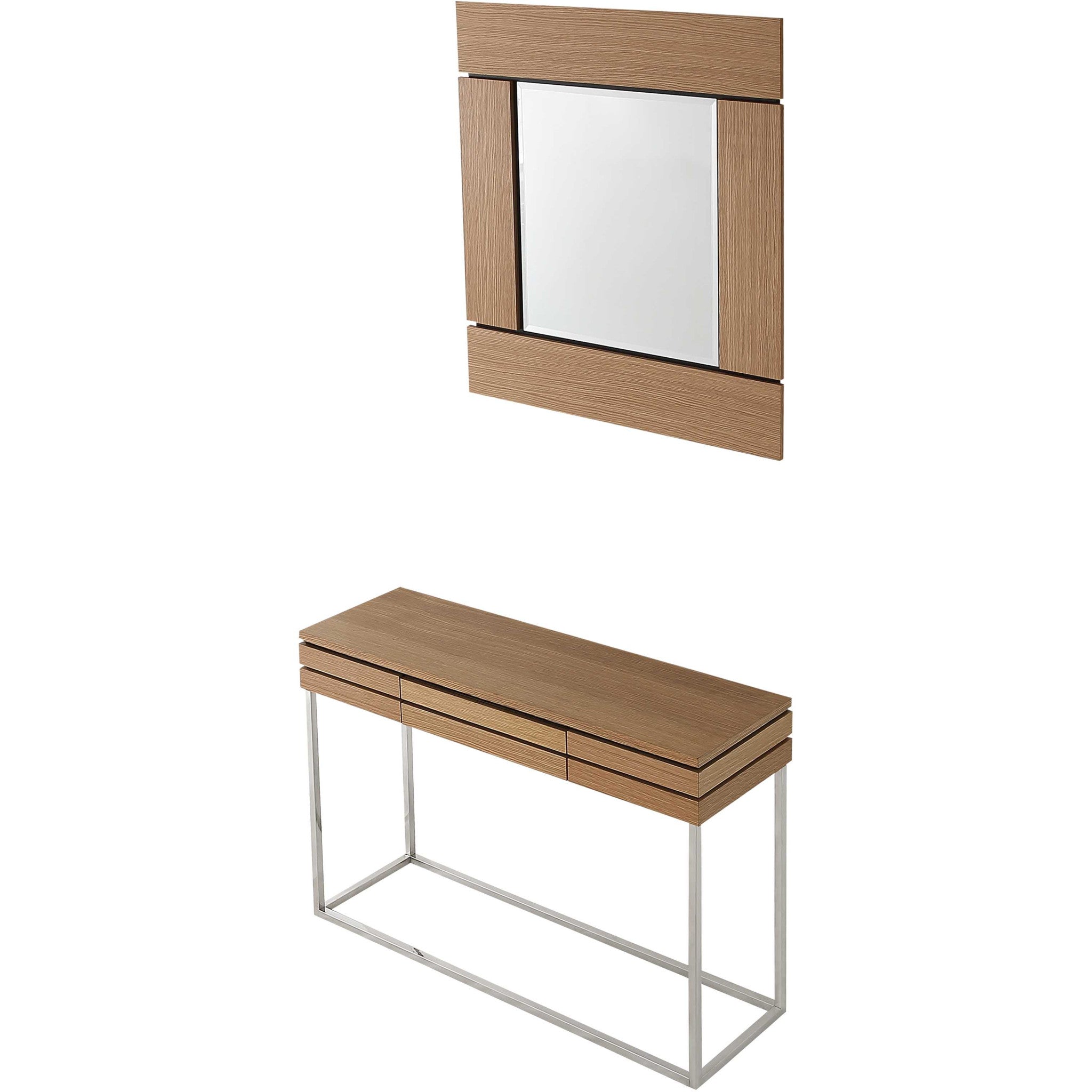 47" Brown and Silver Wood Frame Console Table With Drawer
