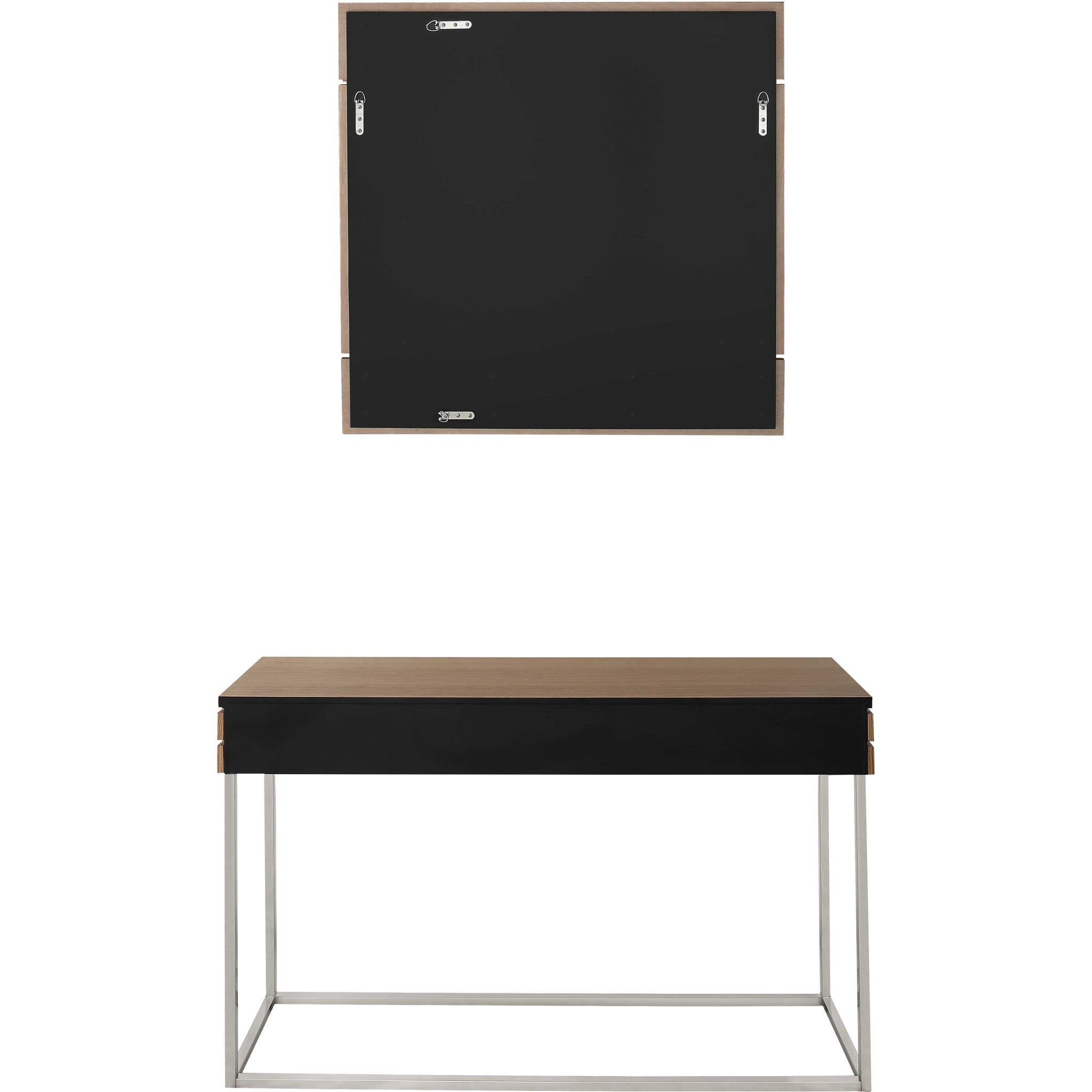47" Brown and Silver Wood Frame Console Table With Drawer