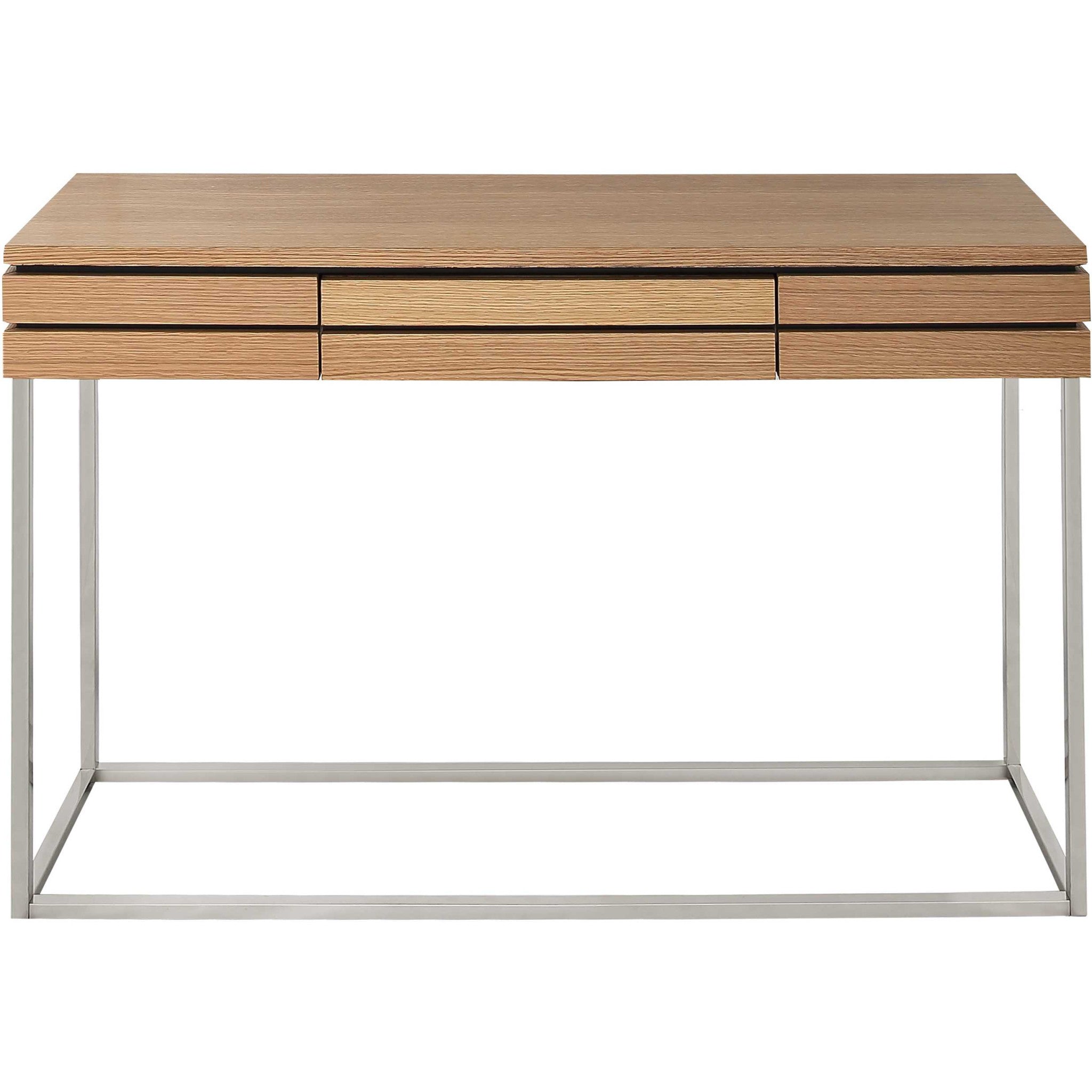 47" Brown and Silver Wood Frame Console Table With Drawer