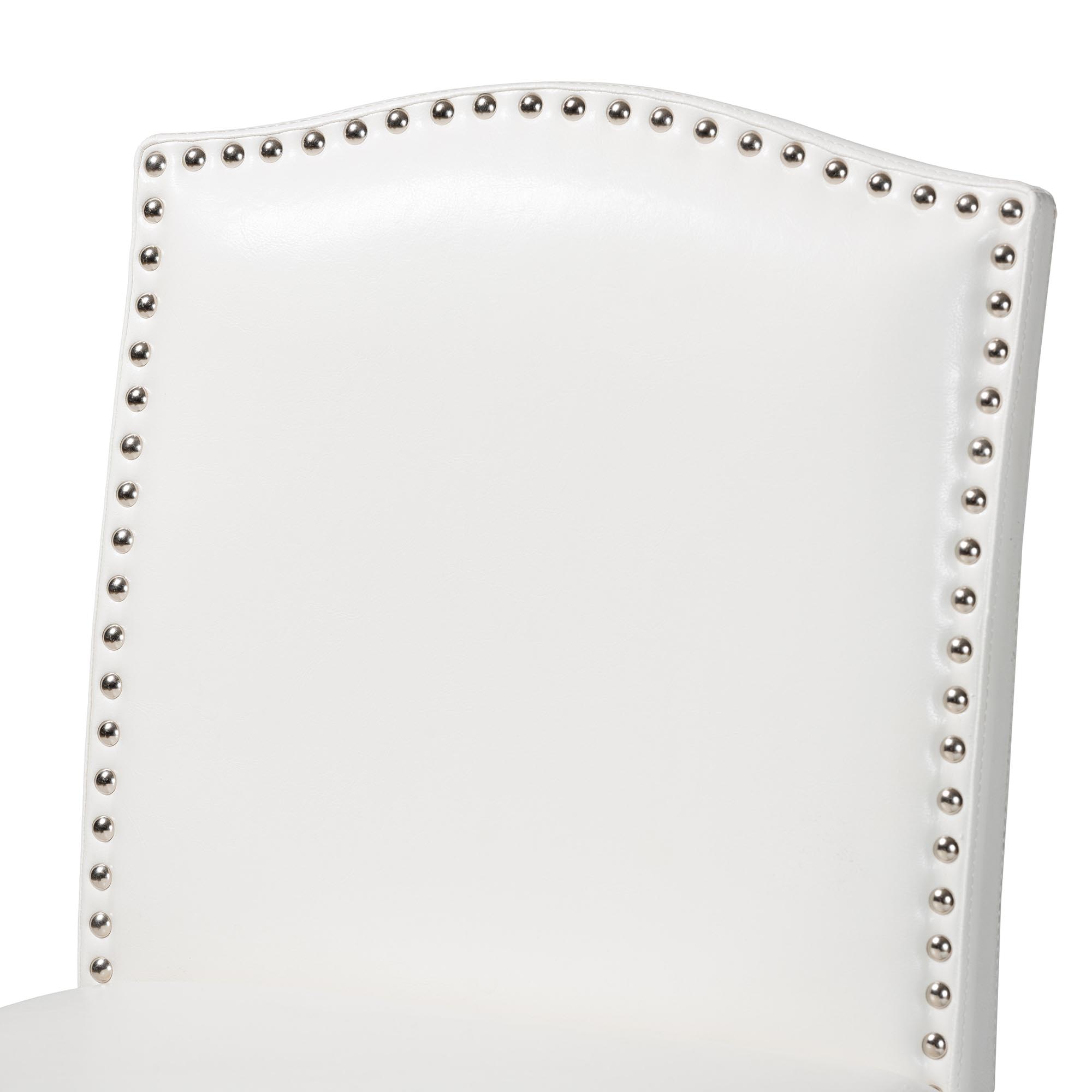 Baxton Studio Libra White Modern Bar Stool with Nail Head Trim (Set of 2)