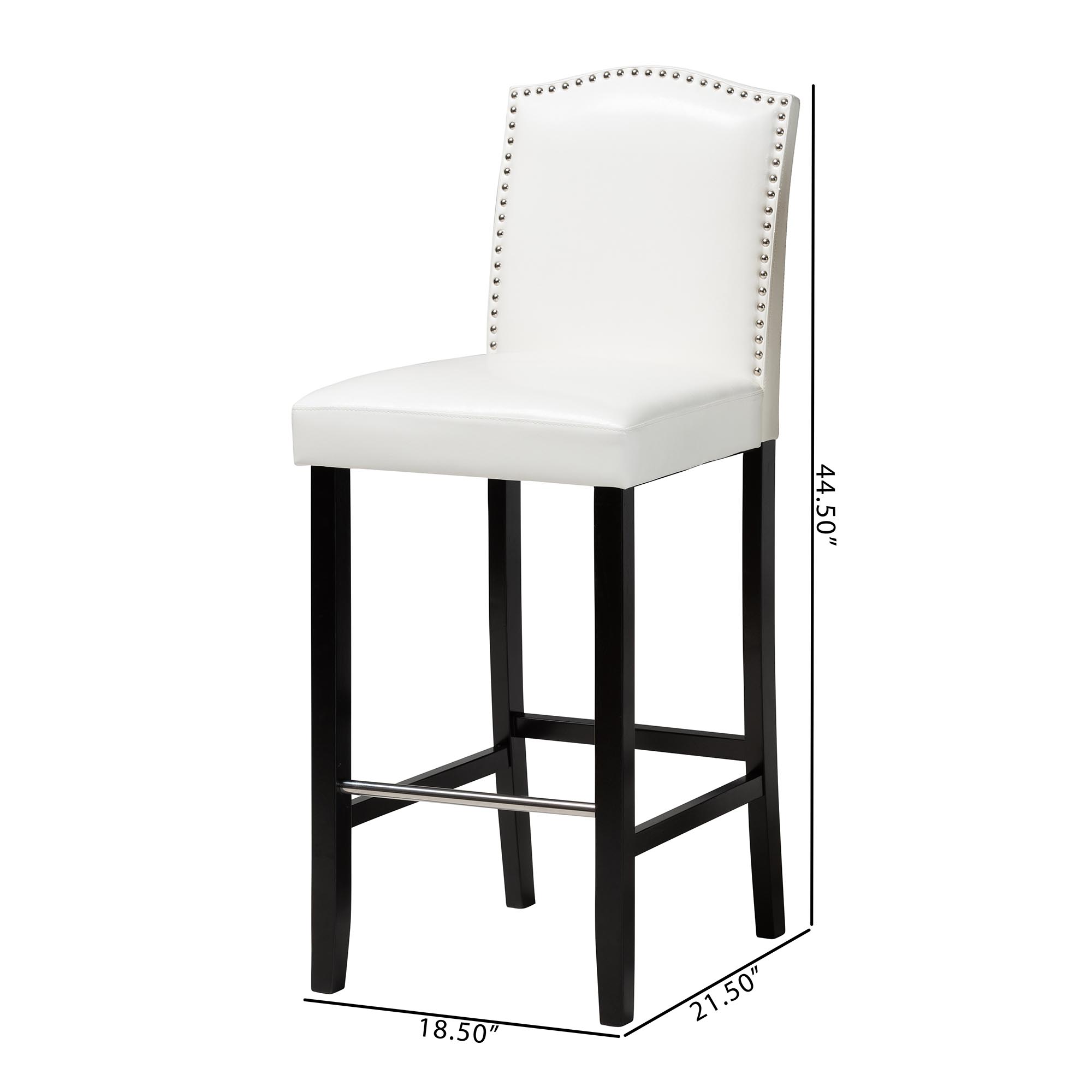 Baxton Studio Libra White Modern Bar Stool with Nail Head Trim (Set of 2)