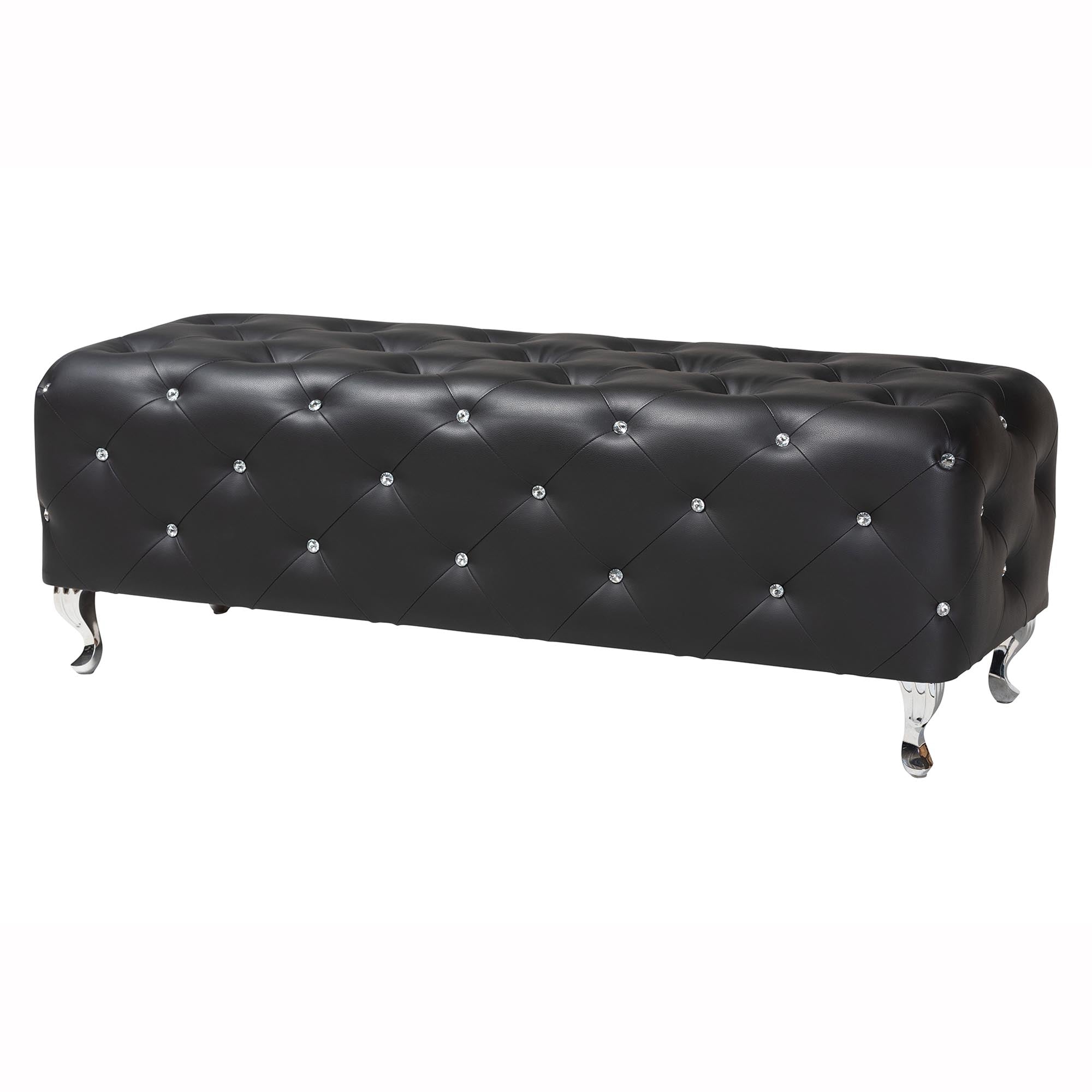 Baxton Studio Stella Crystal Tufted Black Modern Bench