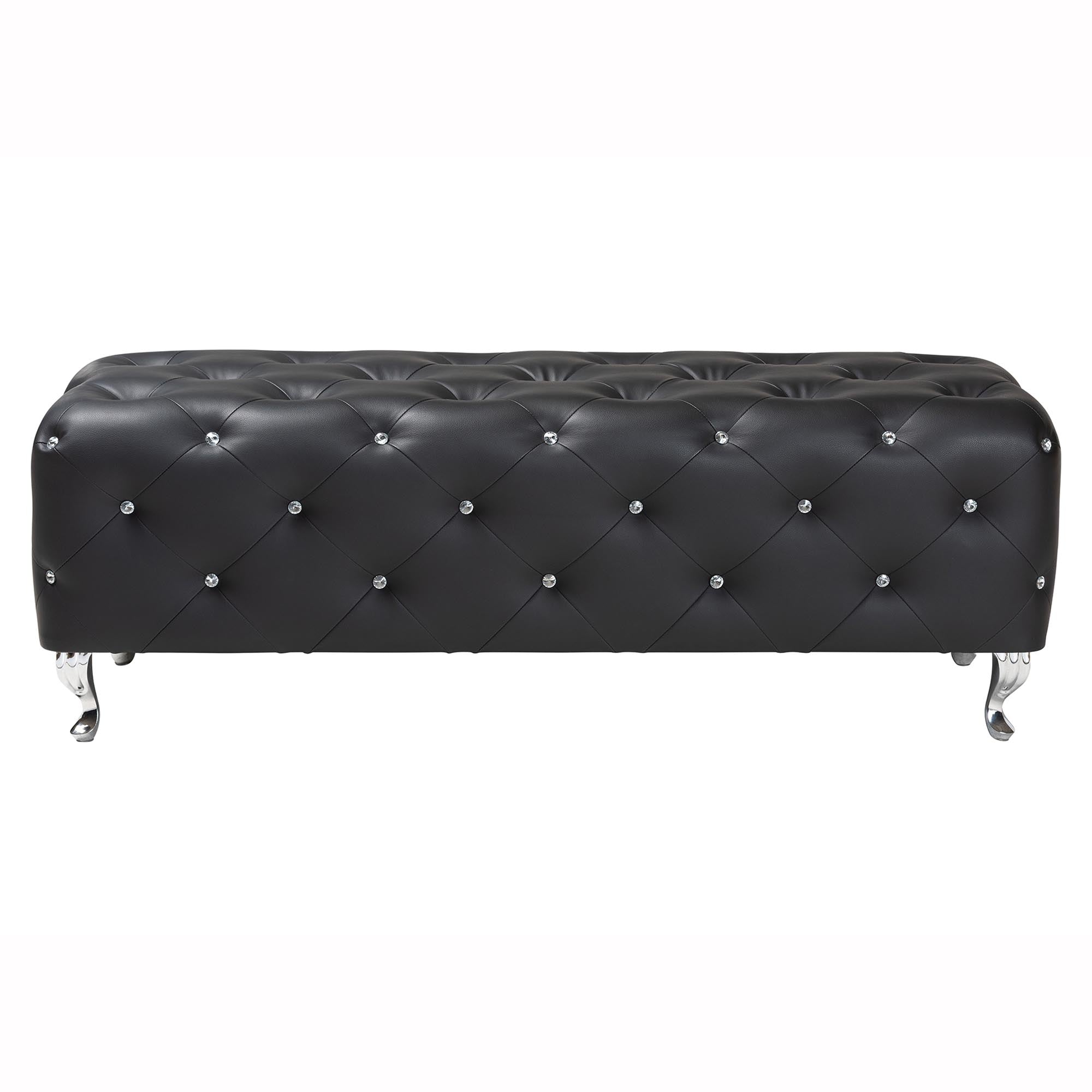 Baxton Studio Stella Crystal Tufted Black Modern Bench
